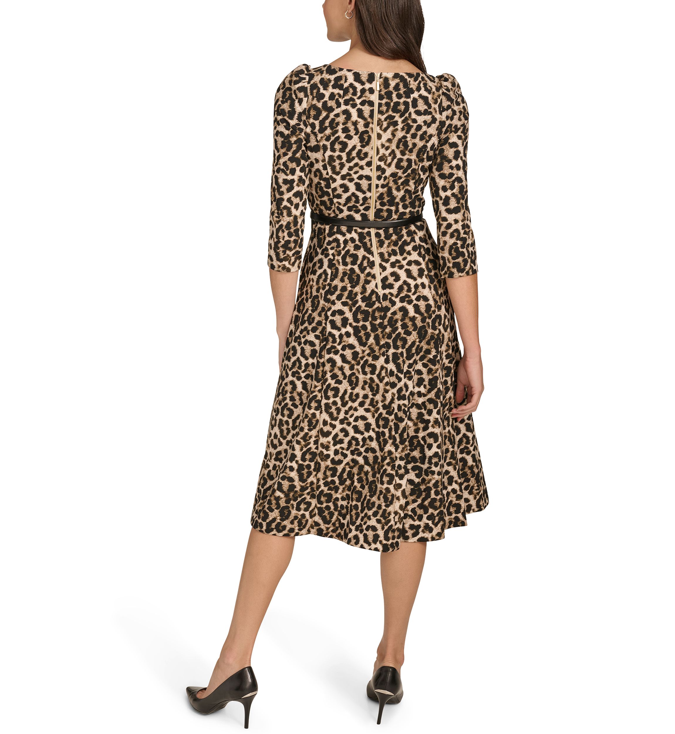 Womens Animal Printed Scuba A-Line Dress