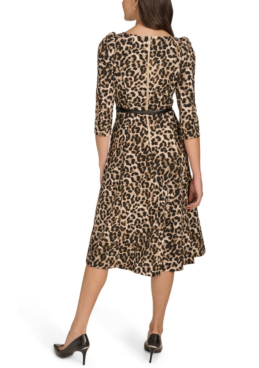 Womens Animal Printed Scuba A-Line Dress