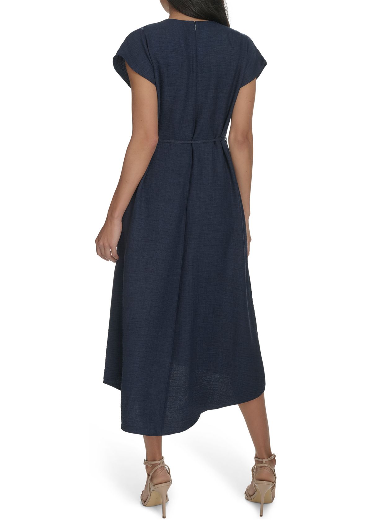 Womens Cap Sleeve V-Neck Fit and Flare Dress