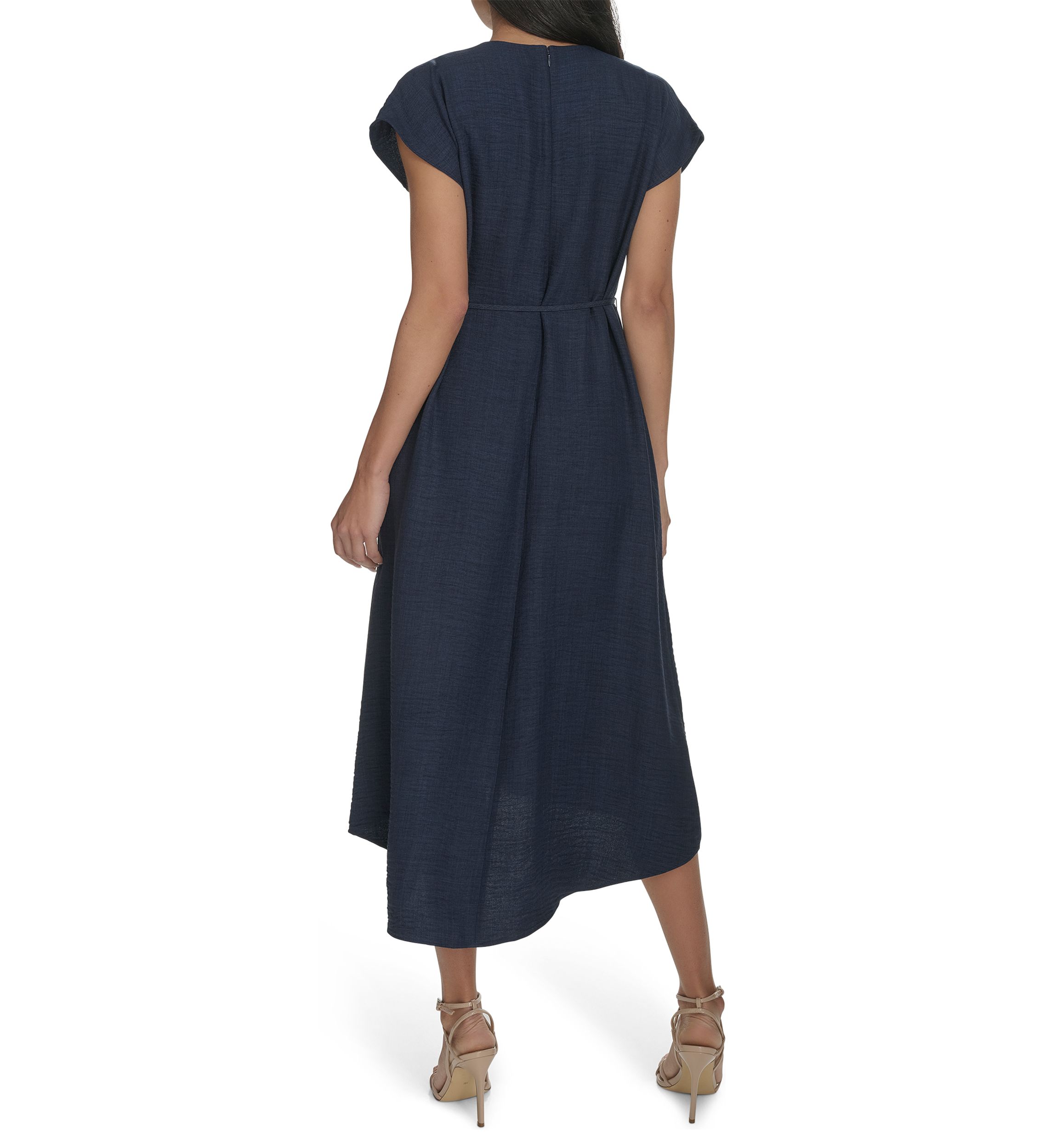 Womens Cap Sleeve V-Neck Fit and Flare Dress