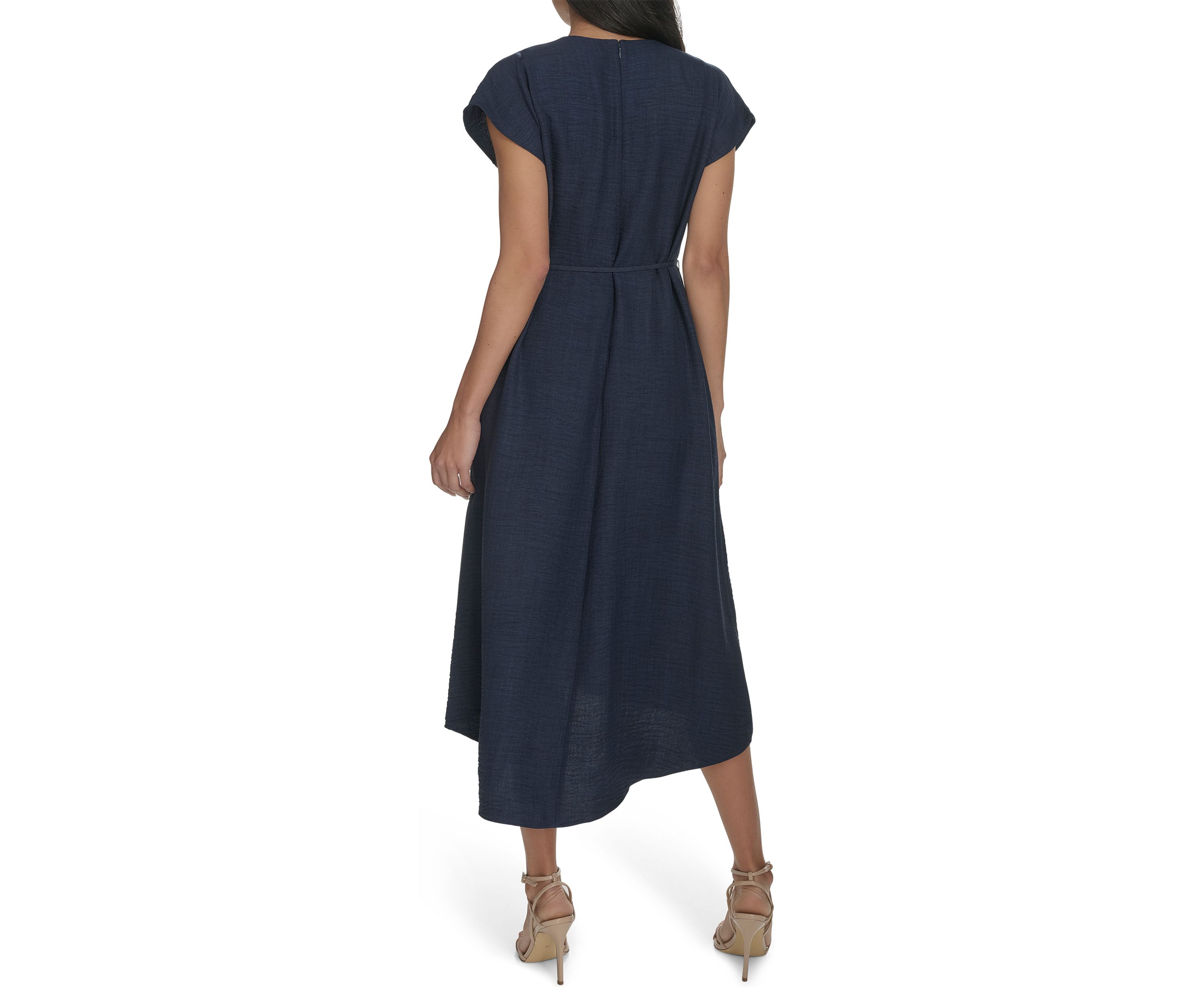 Womens Cap Sleeve V-Neck Fit and Flare Dress
