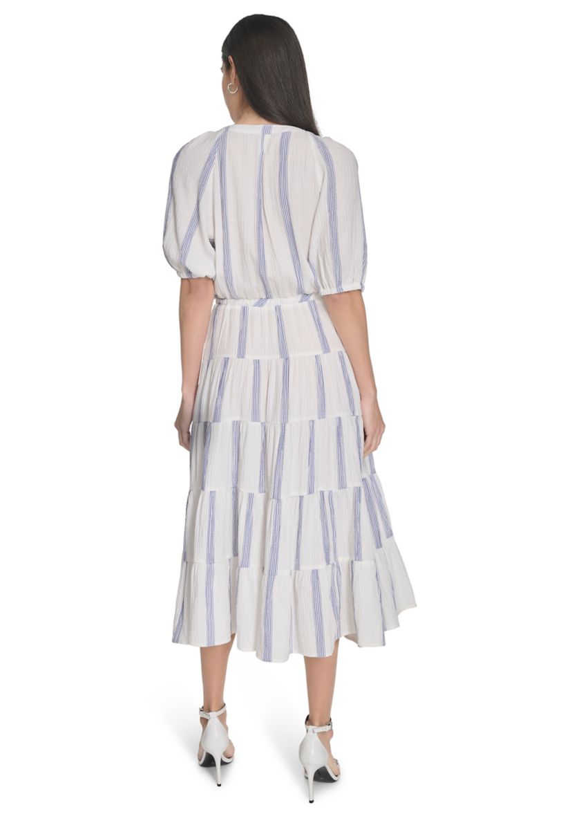 Womens Stripe Printed Fit and Flare Dress