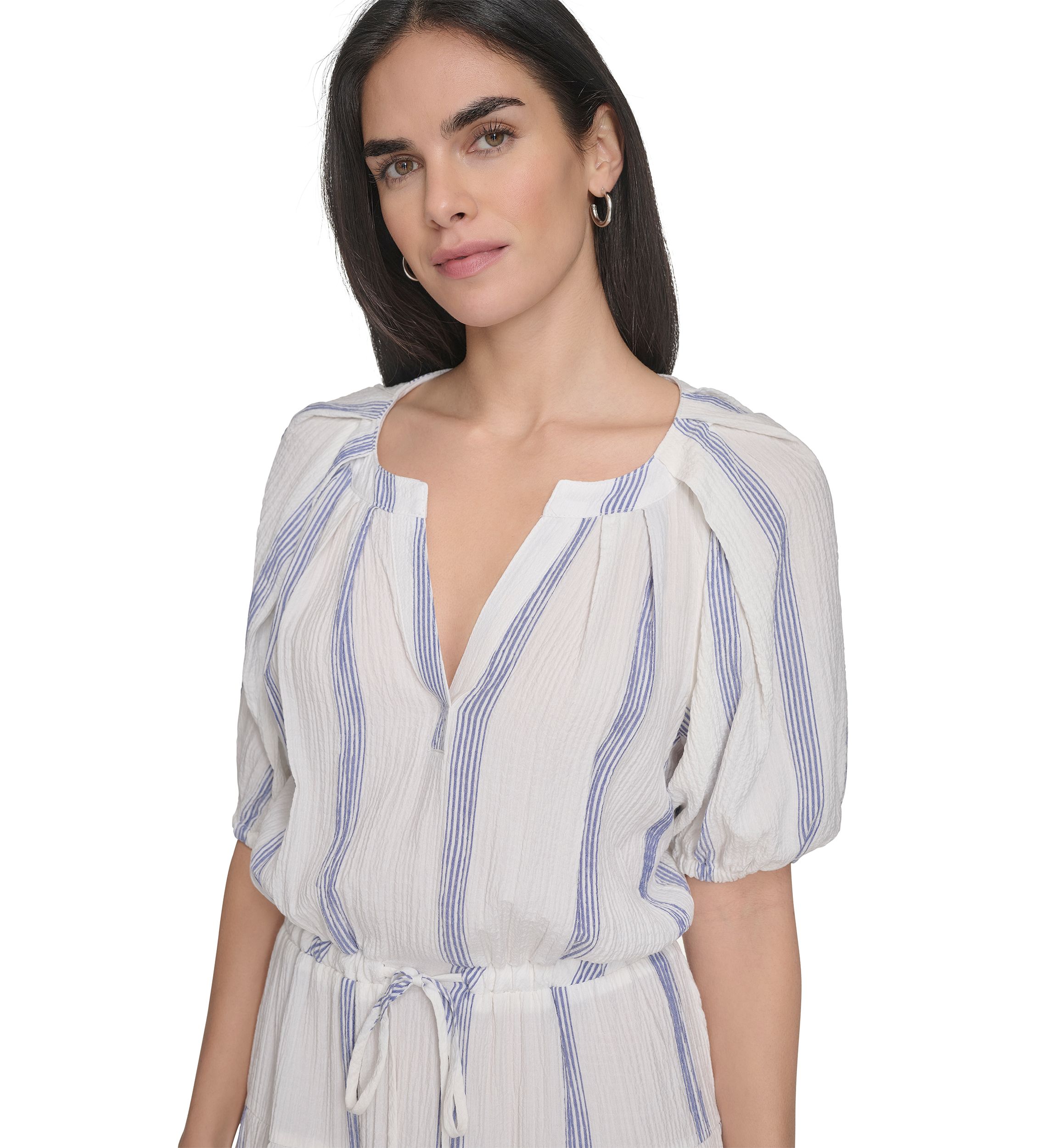 Womens Stripe Printed Fit and Flare Dress