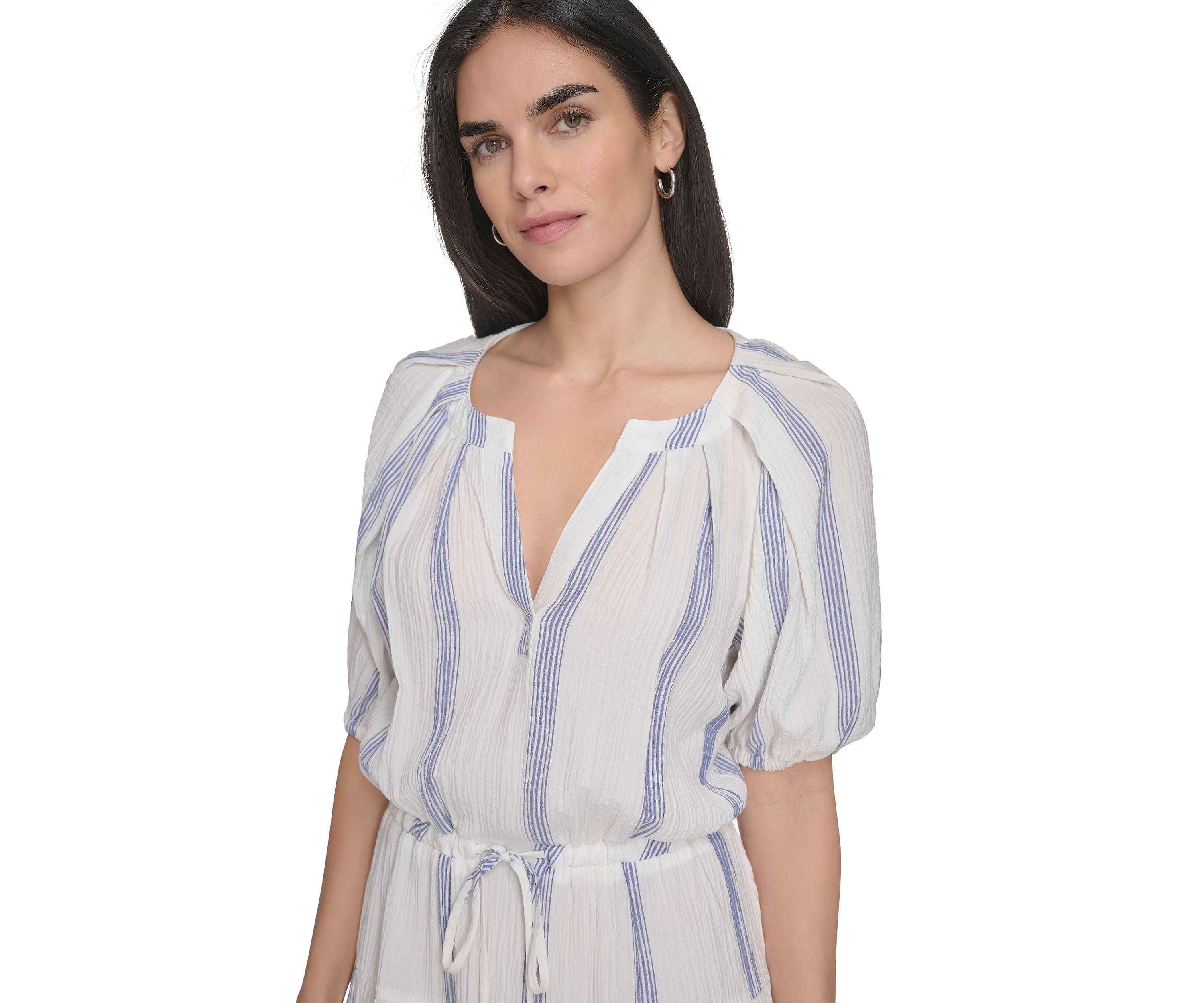 Womens Stripe Printed Fit and Flare Dress