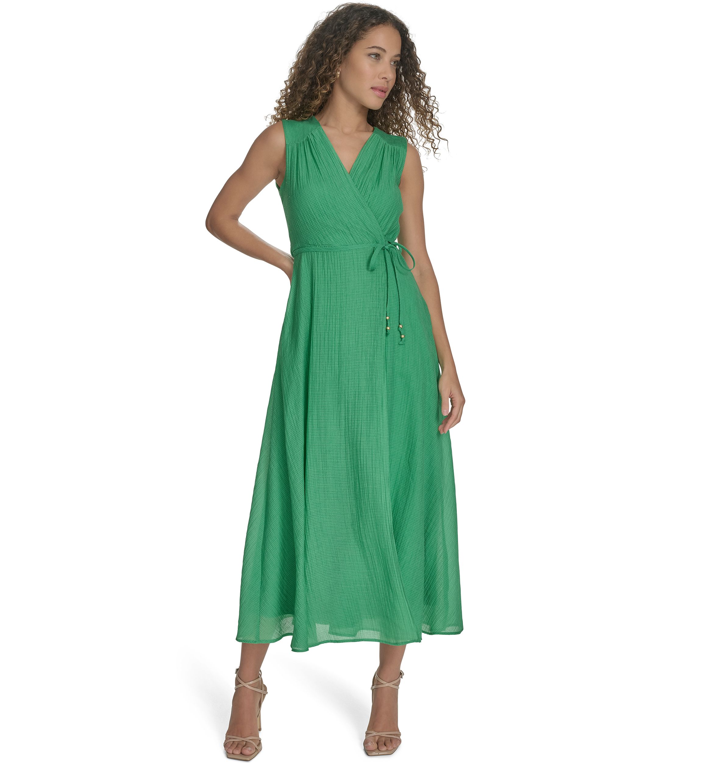 Womens Sleeveless V-Neck A-Line Dress