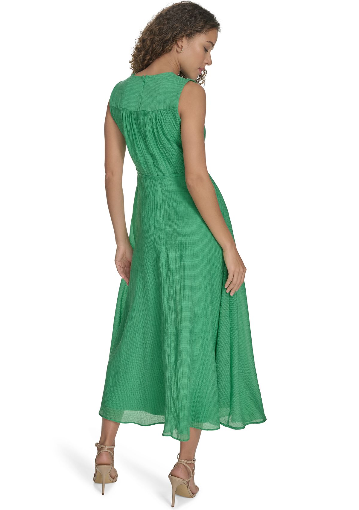 Womens Sleeveless V-Neck A-Line Dress
