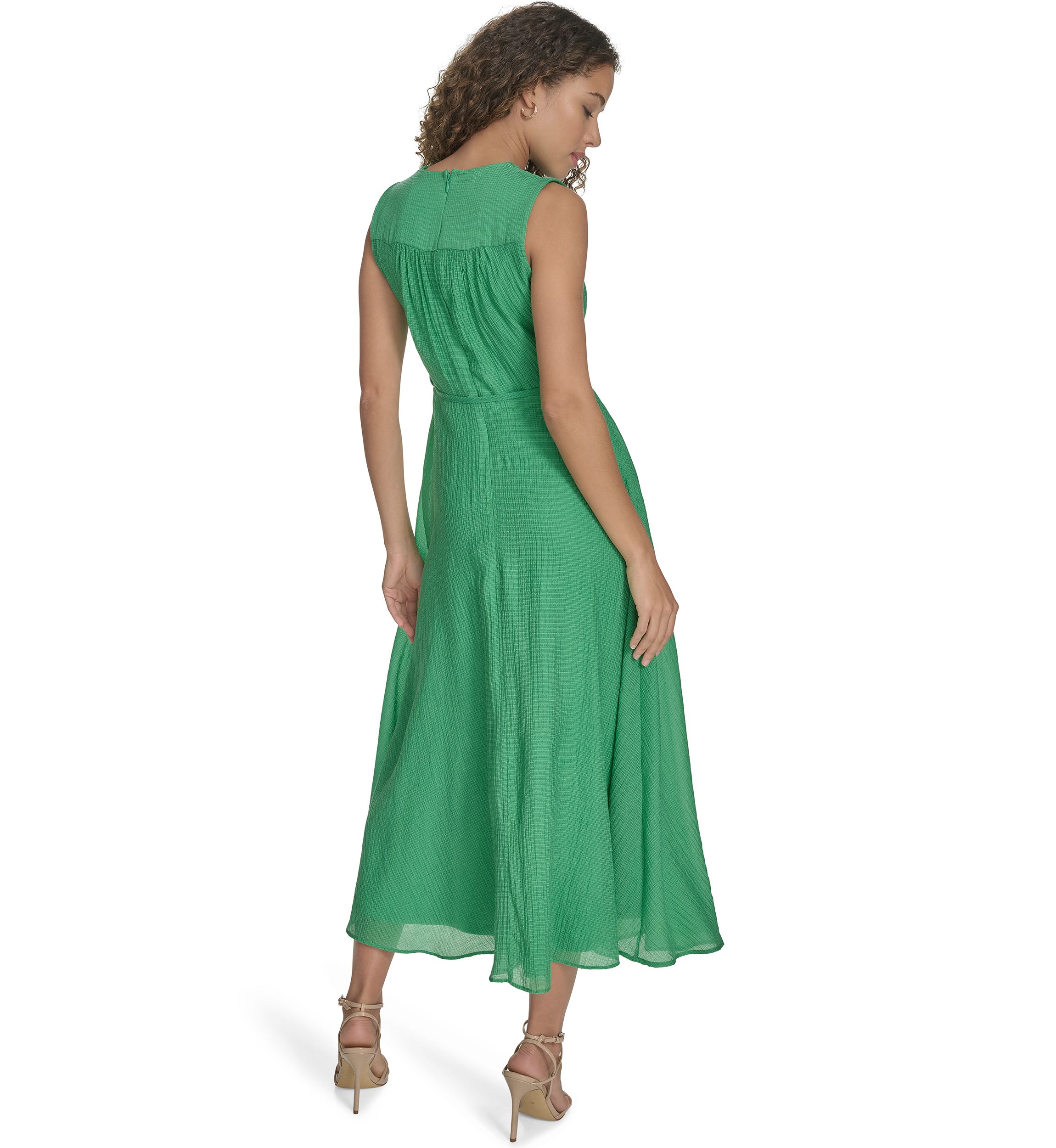 Womens Sleeveless V-Neck A-Line Dress