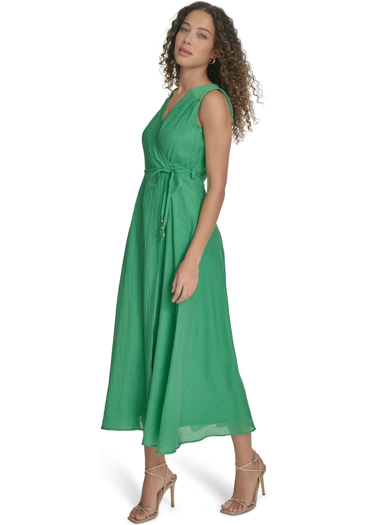 Womens Sleeveless V-Neck A-Line Dress