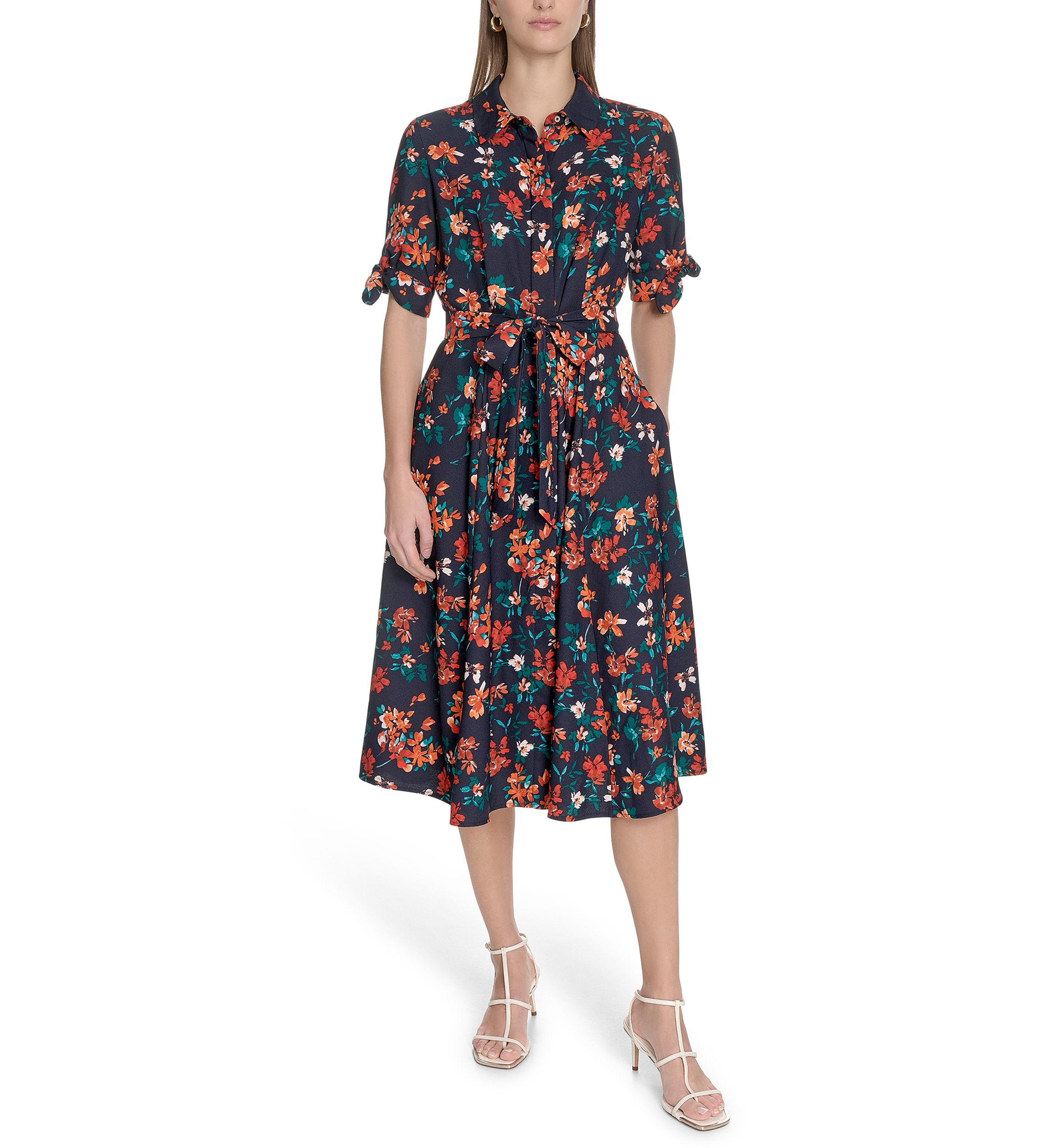 Womens Floral Printed Fit and Flare Dress