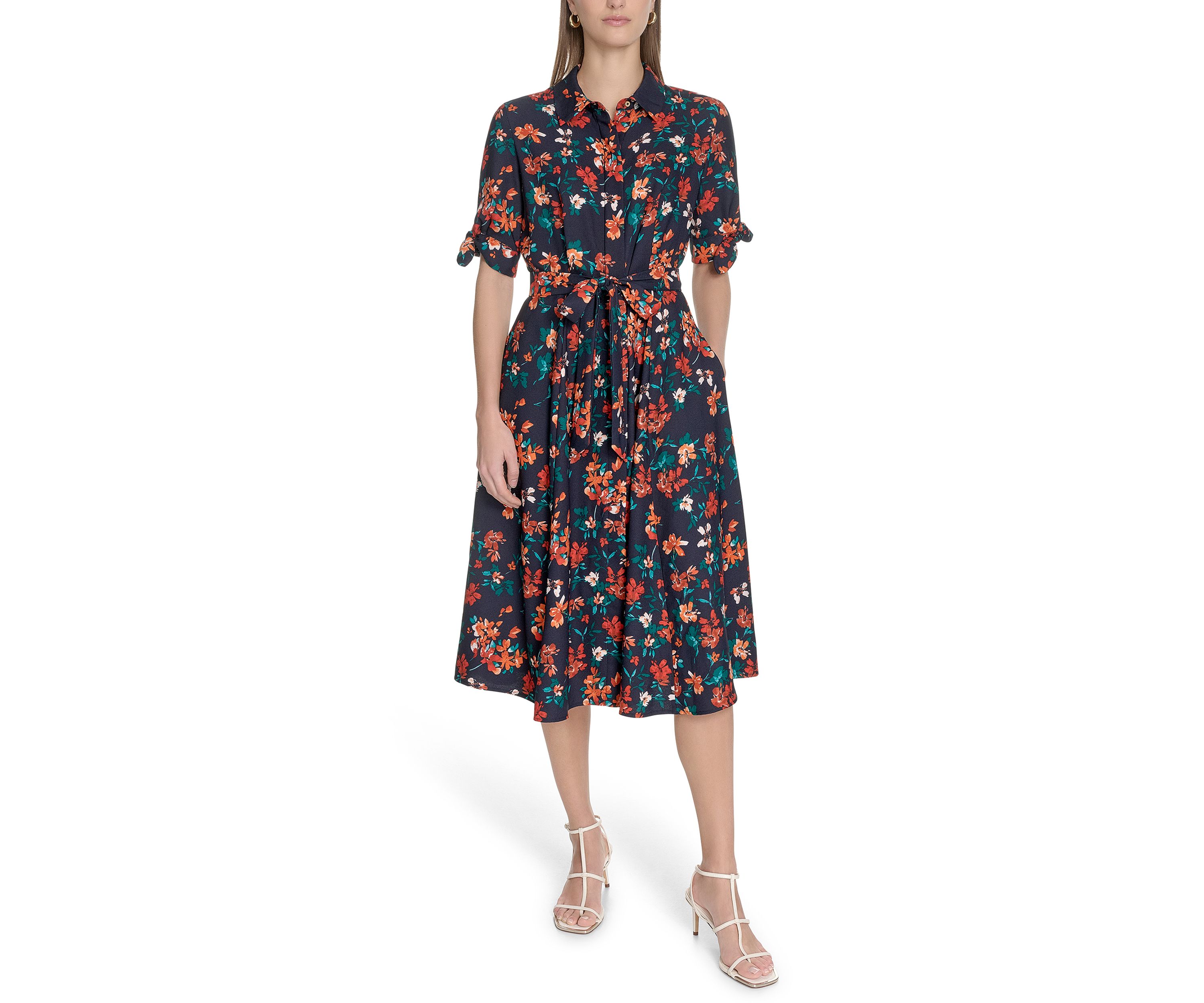 Womens Floral Printed Fit and Flare Dress