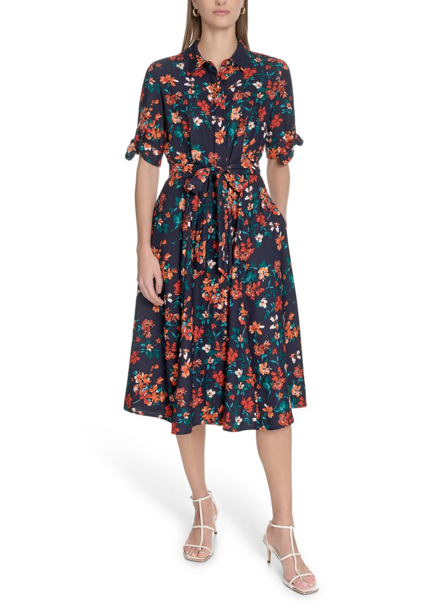 Womens Floral Printed Fit and Flare Dress
