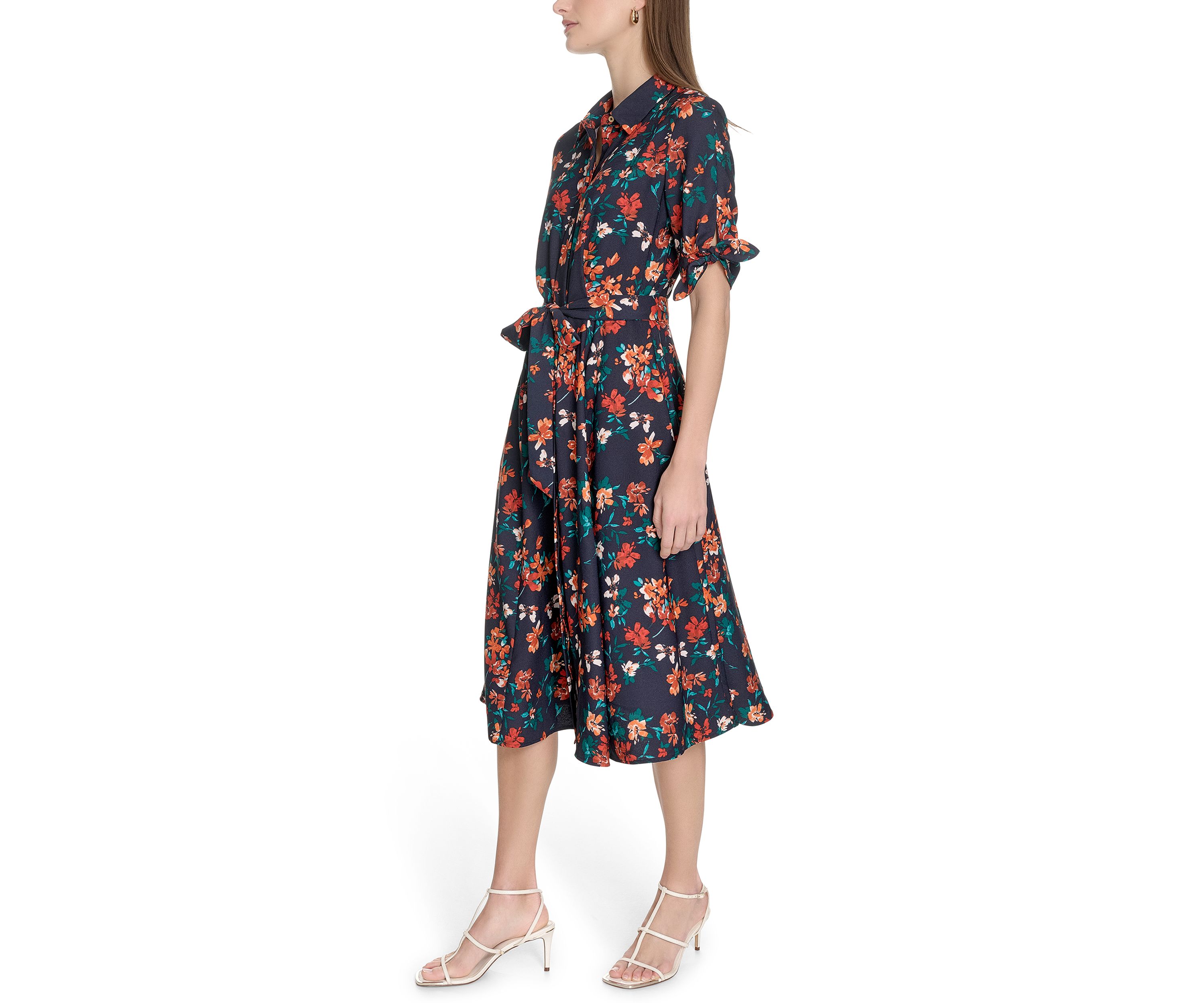Womens Floral Printed Fit and Flare Dress
