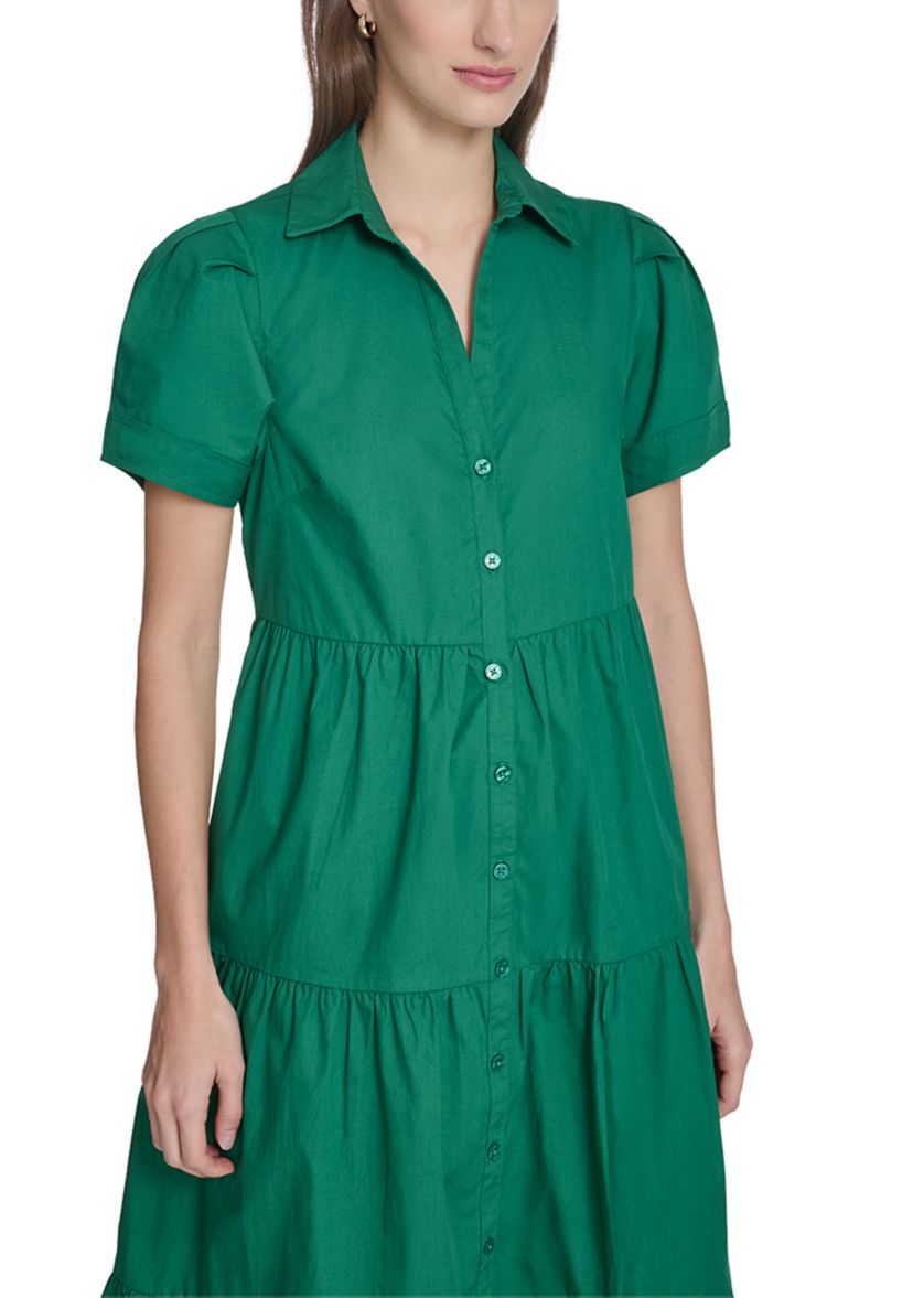calvin klein green shirt dress Calvin Klein Women's Short Sleeve Shirtdress
