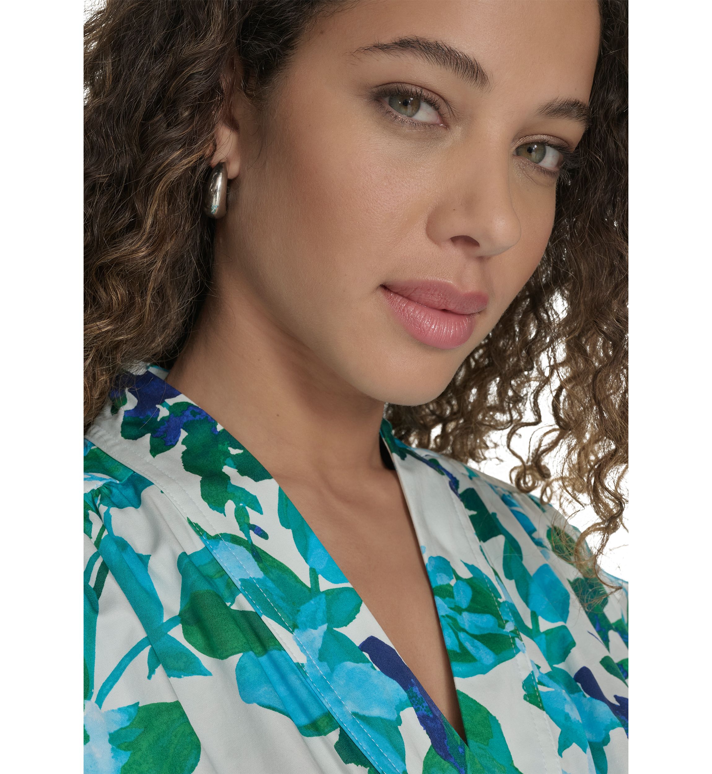 Womens Short Sleeve Collared Floral Print Midi Dress