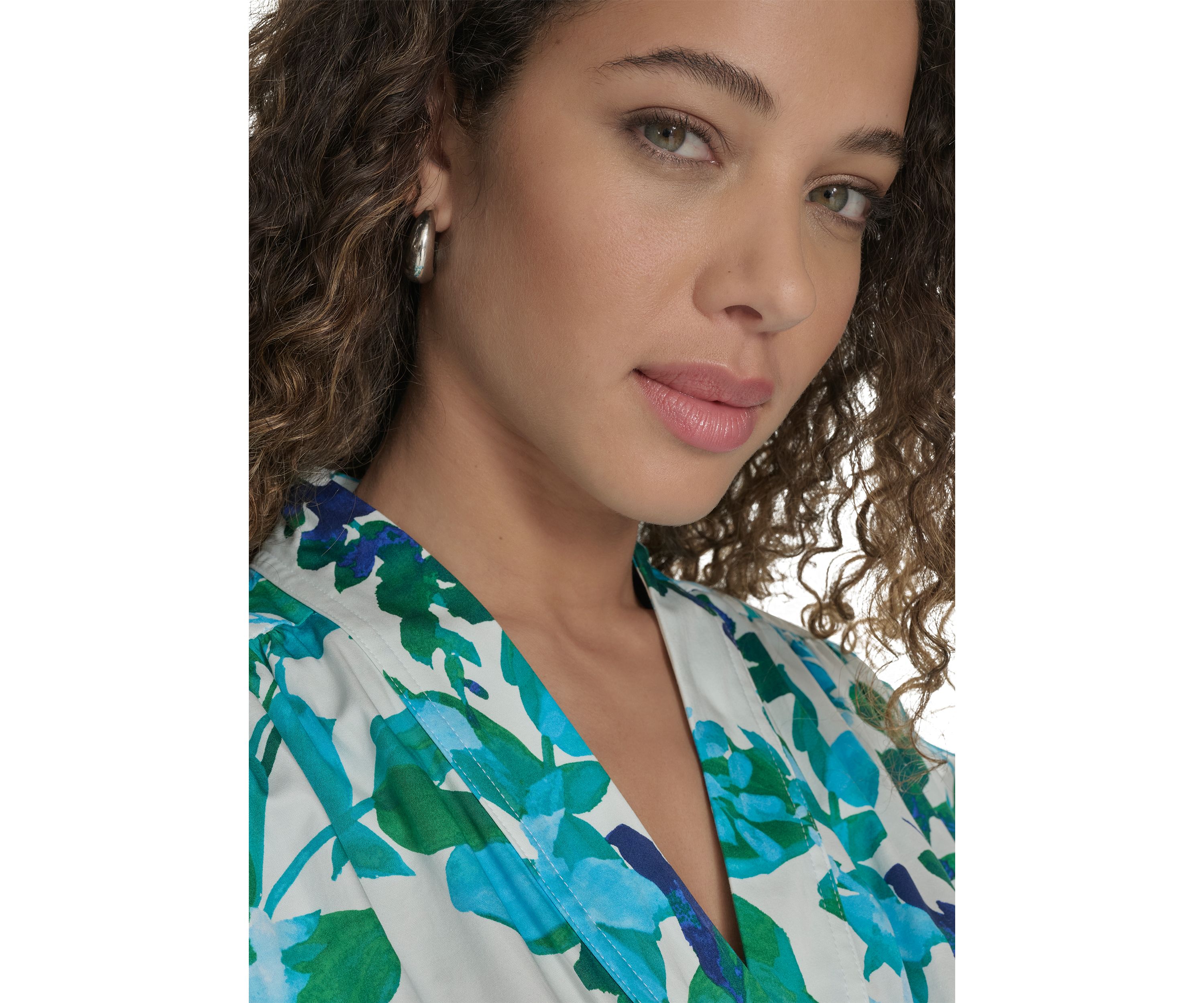 Womens Short Sleeve Collared Floral Print Midi Dress