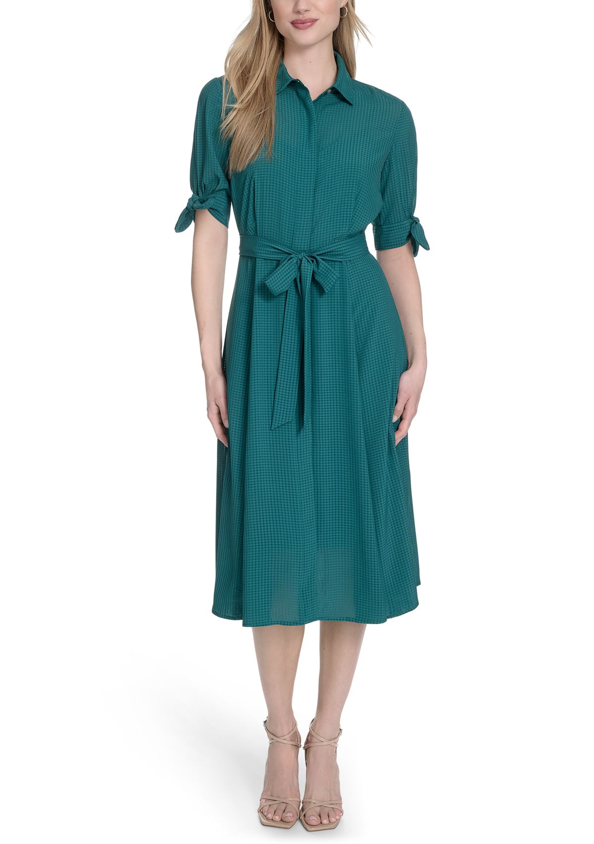 Womens Collared Fit and Flare Dress