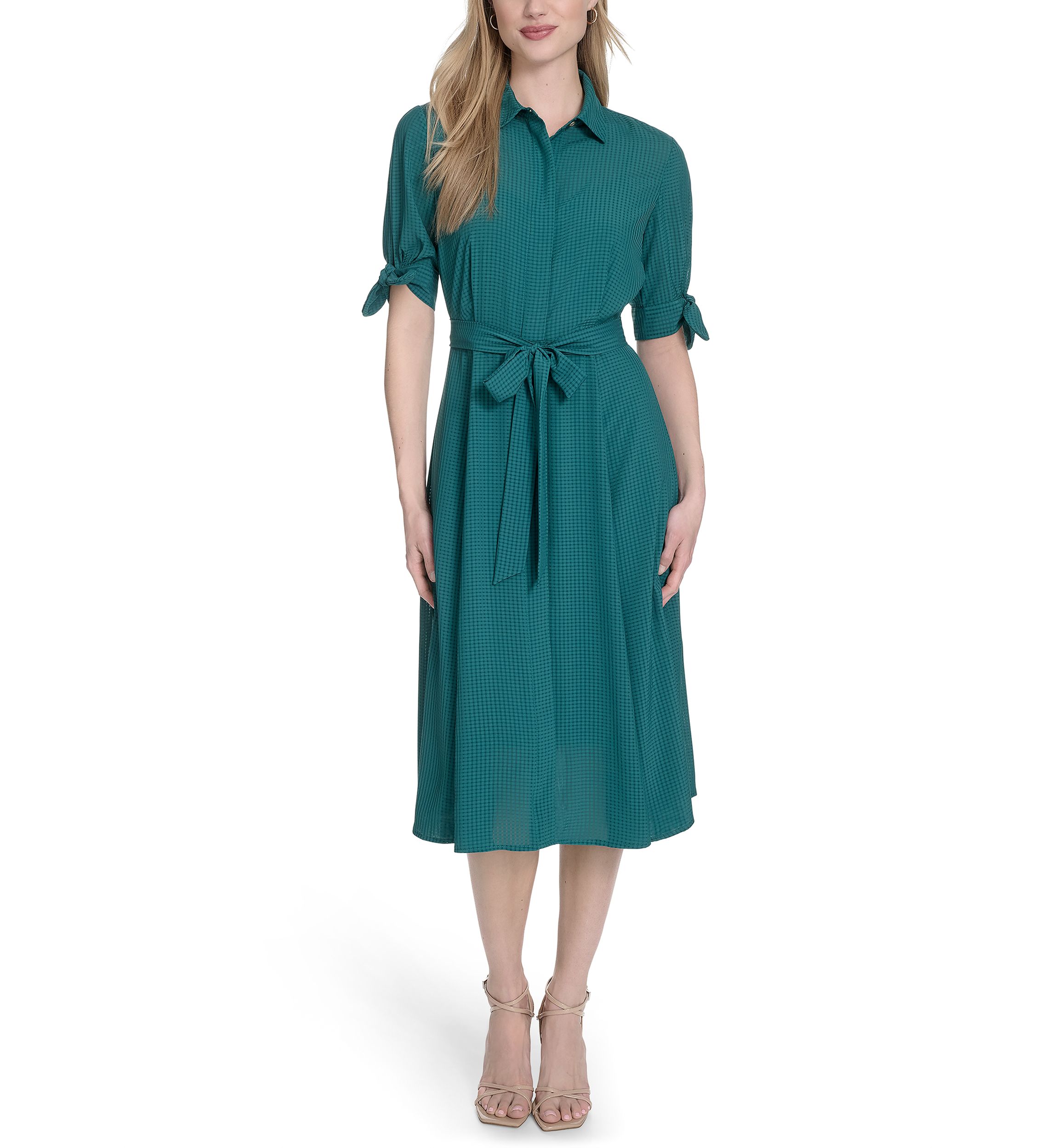 Womens Collared Fit and Flare Dress