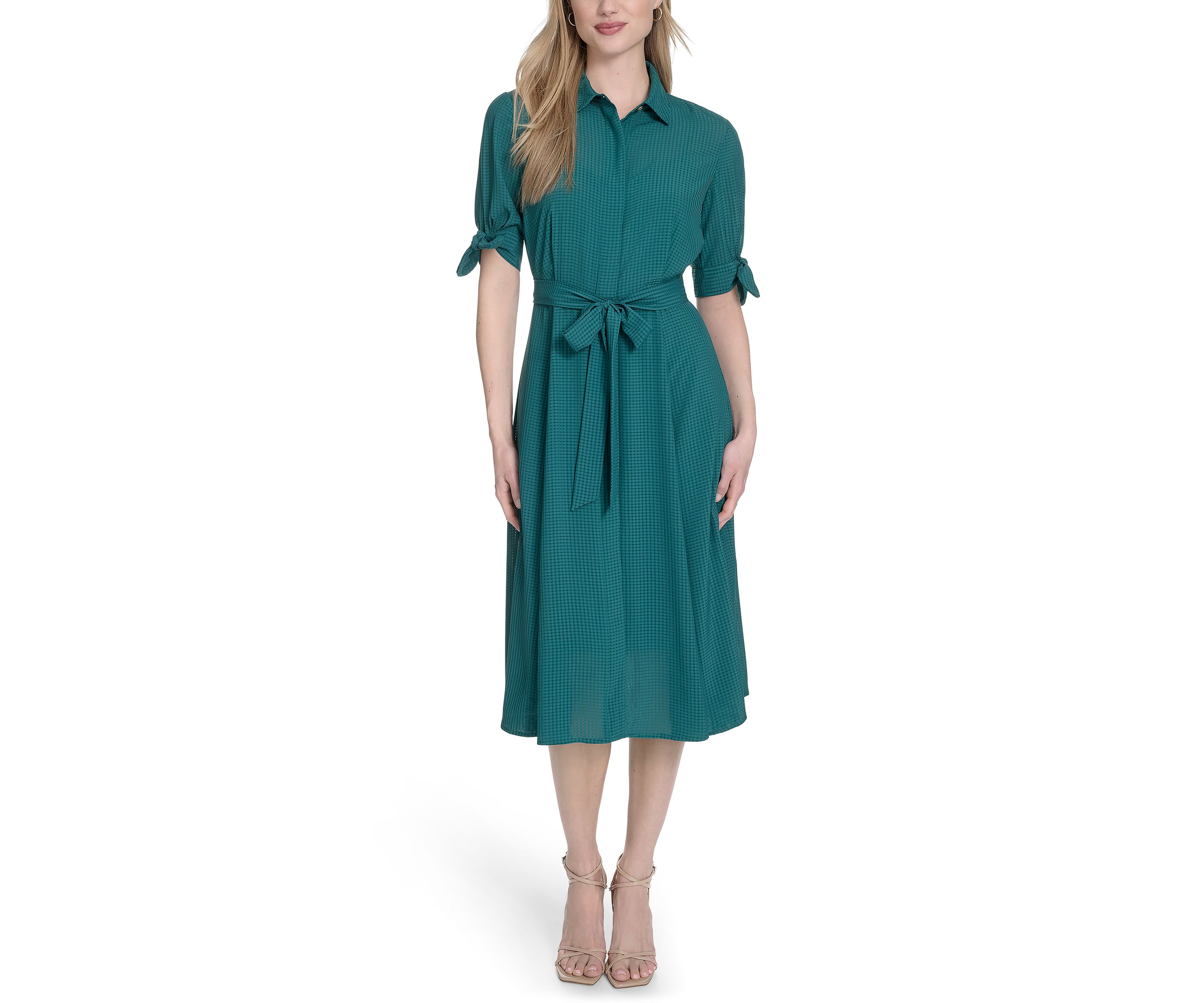 Womens Collared Fit and Flare Dress