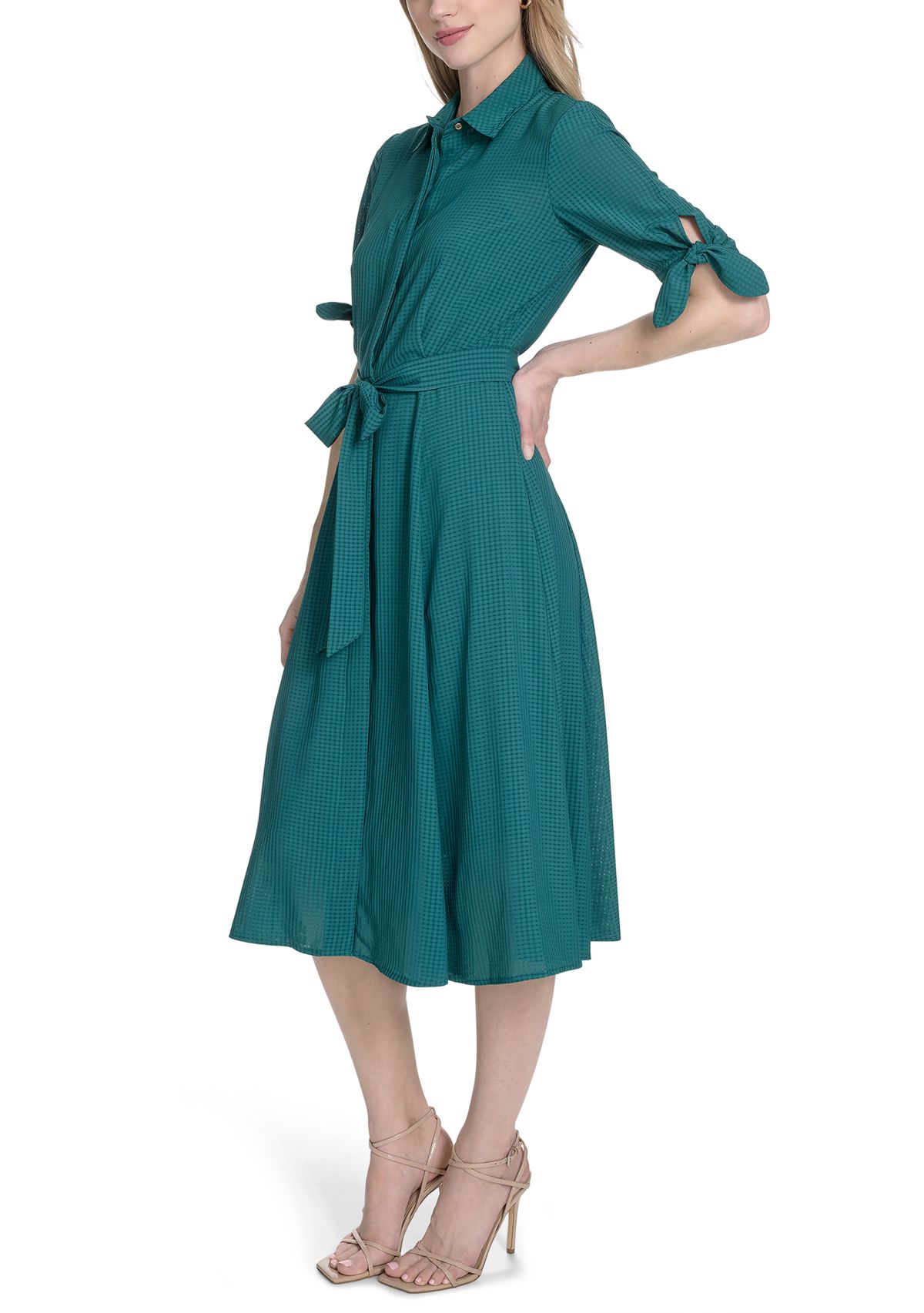 Womens Collared Fit and Flare Dress