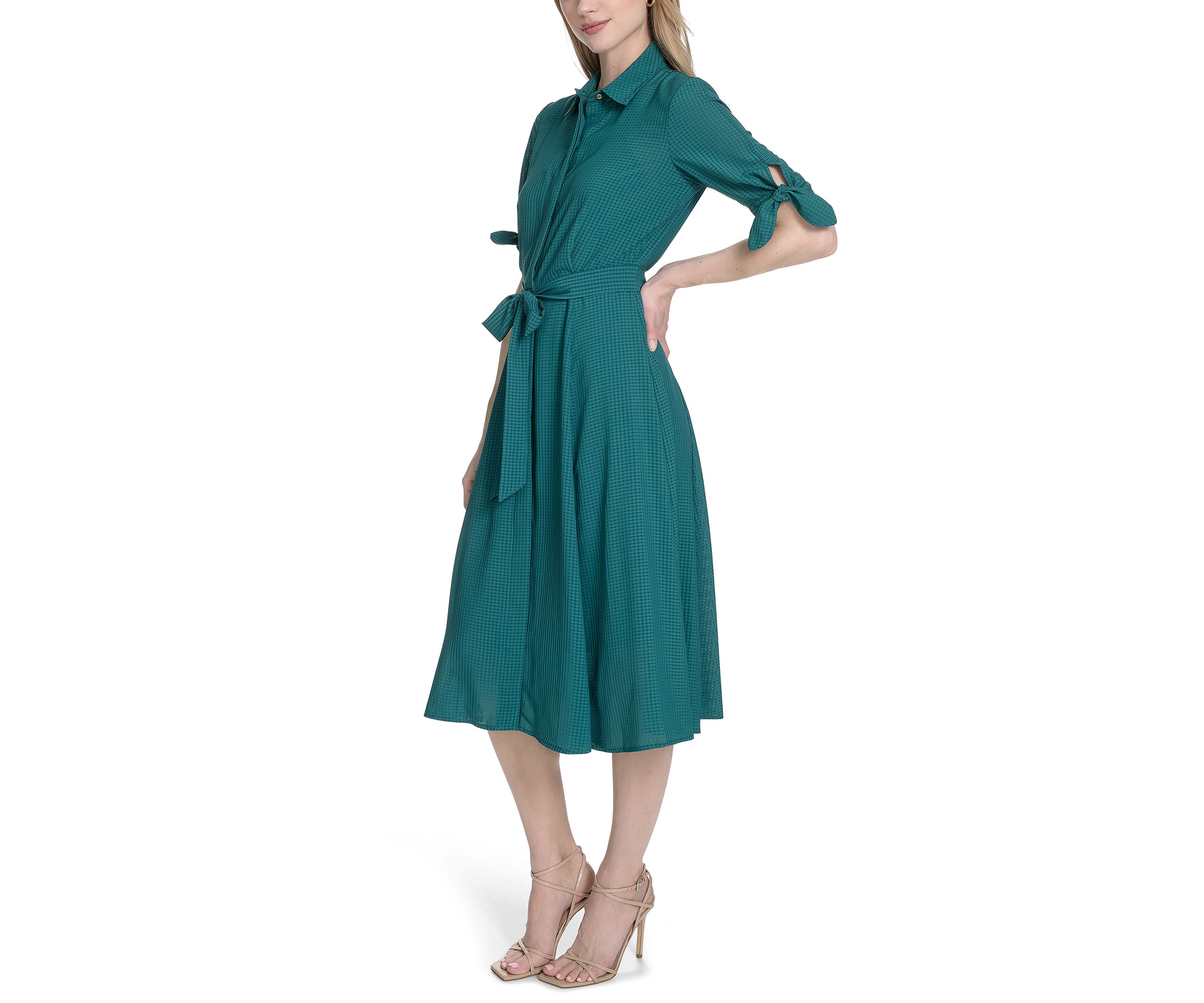 Womens Collared Fit and Flare Dress