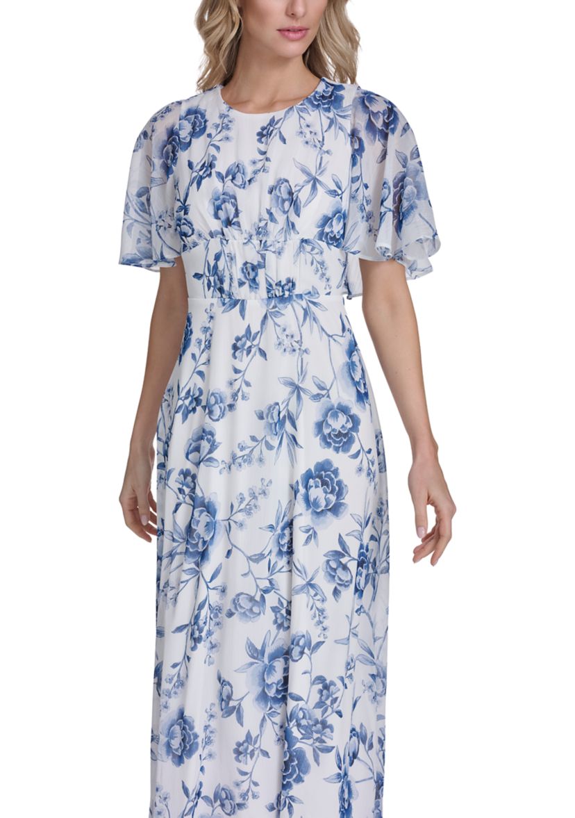 Calvin Klein Women's Short Sleeve Floral A-Line Maxi Dress | Belk