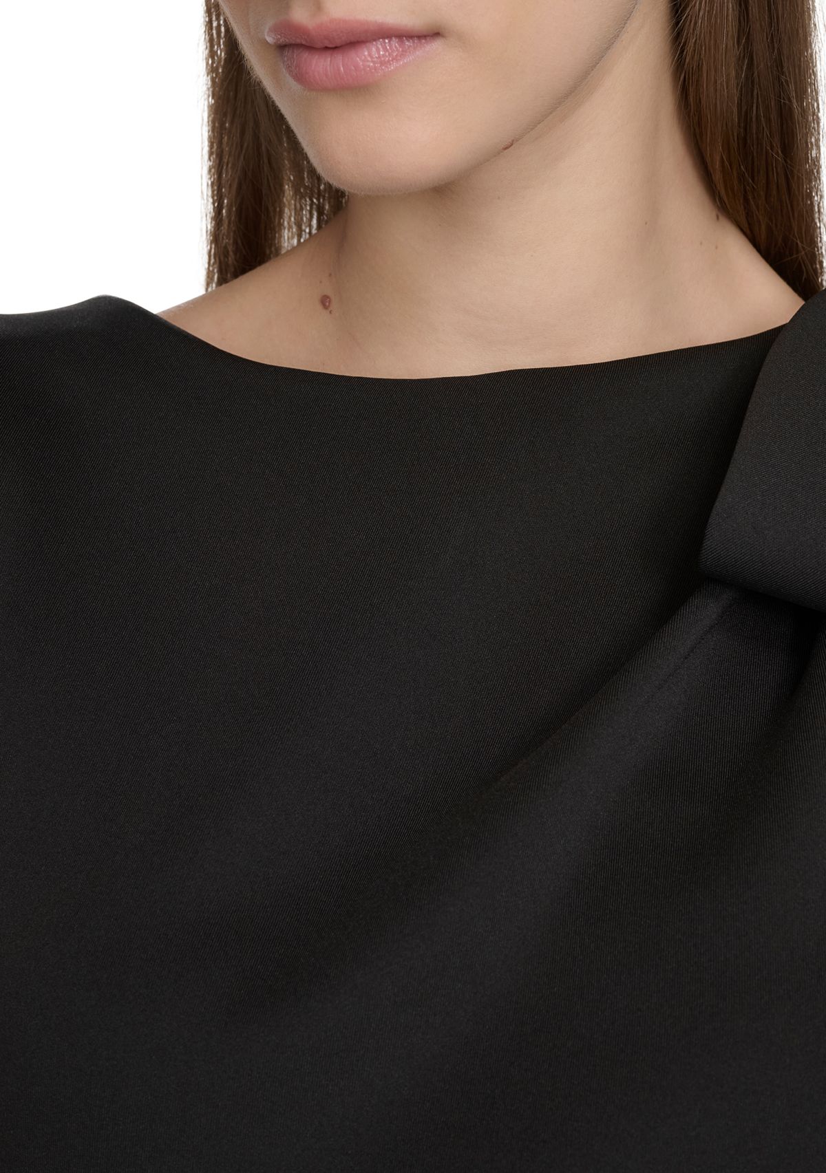 Womens Sleeveless Solid Scuba Sheath Dress with Neck Bow 