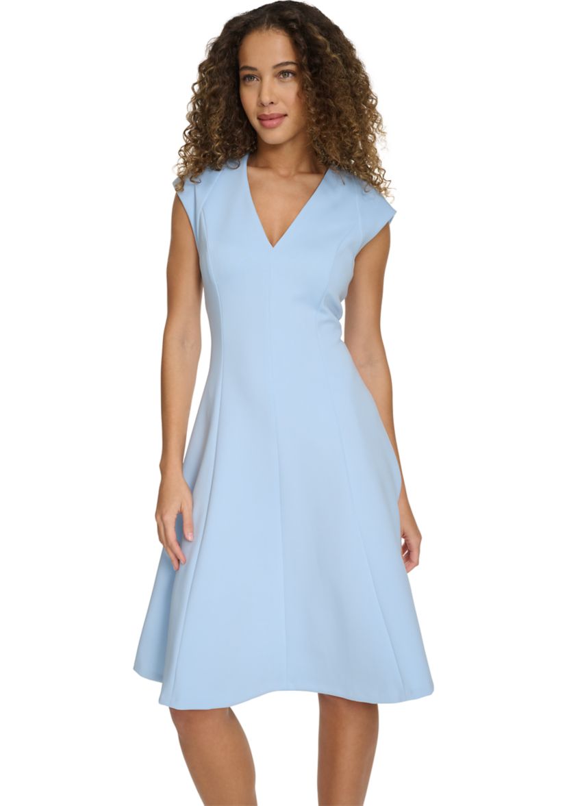 Womens Solid V-Neck Dress
