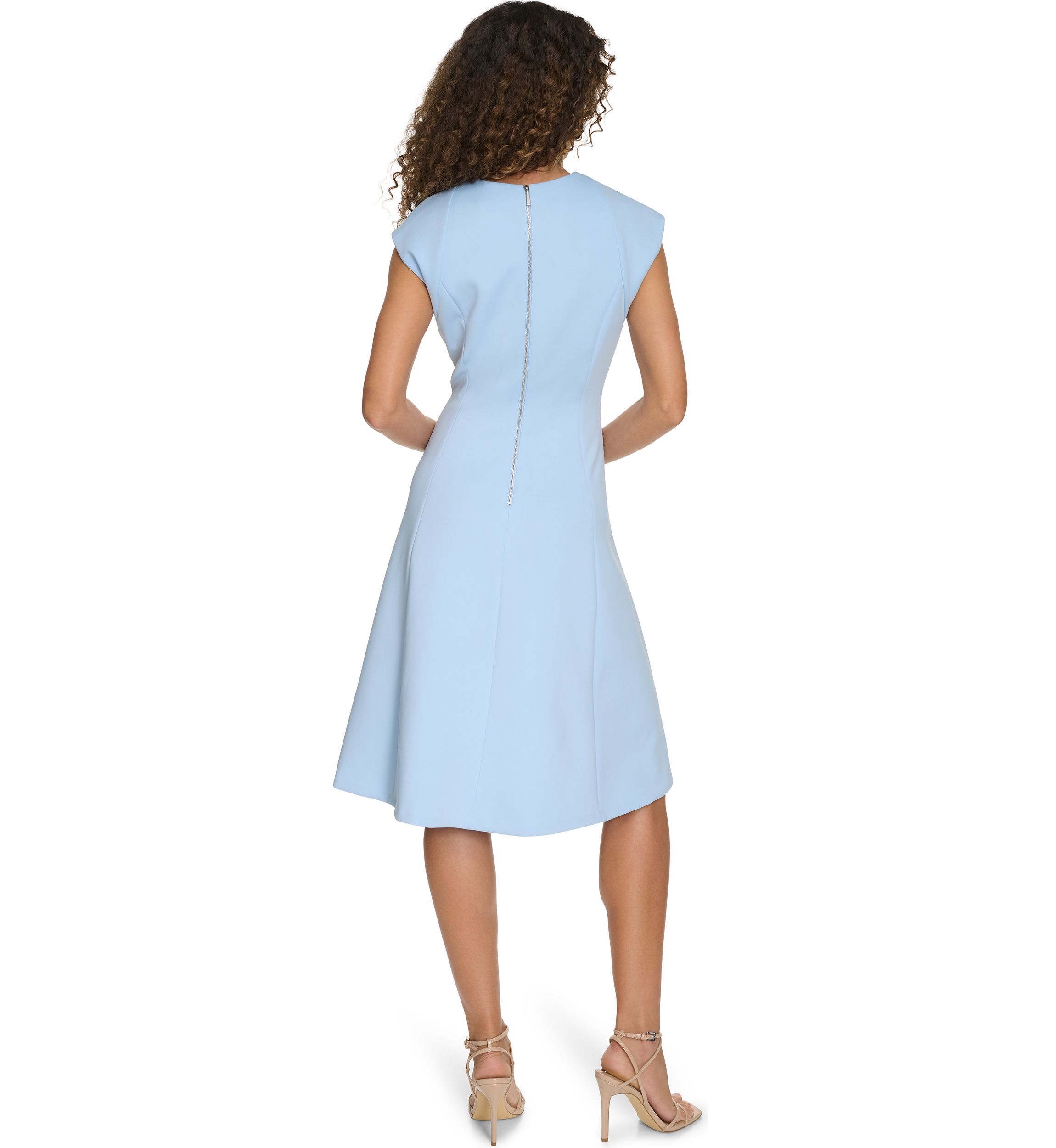 Womens Solid V-Neck Dress
