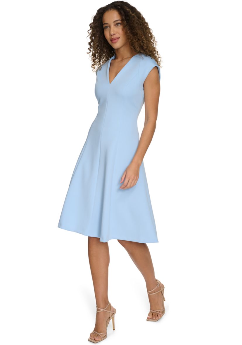 Womens Solid V-Neck Dress