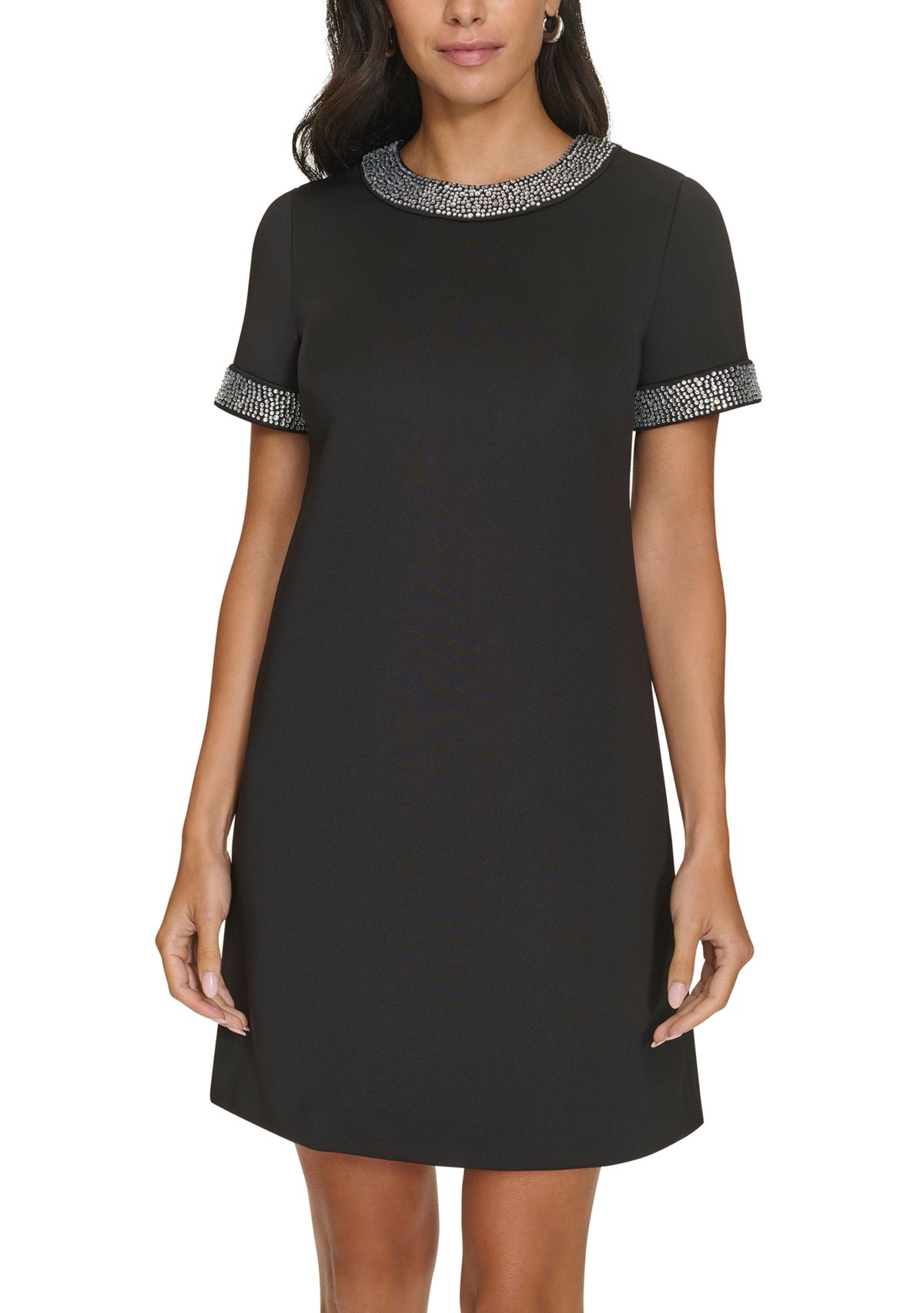 Womens Solid Scuba A-Line Dress