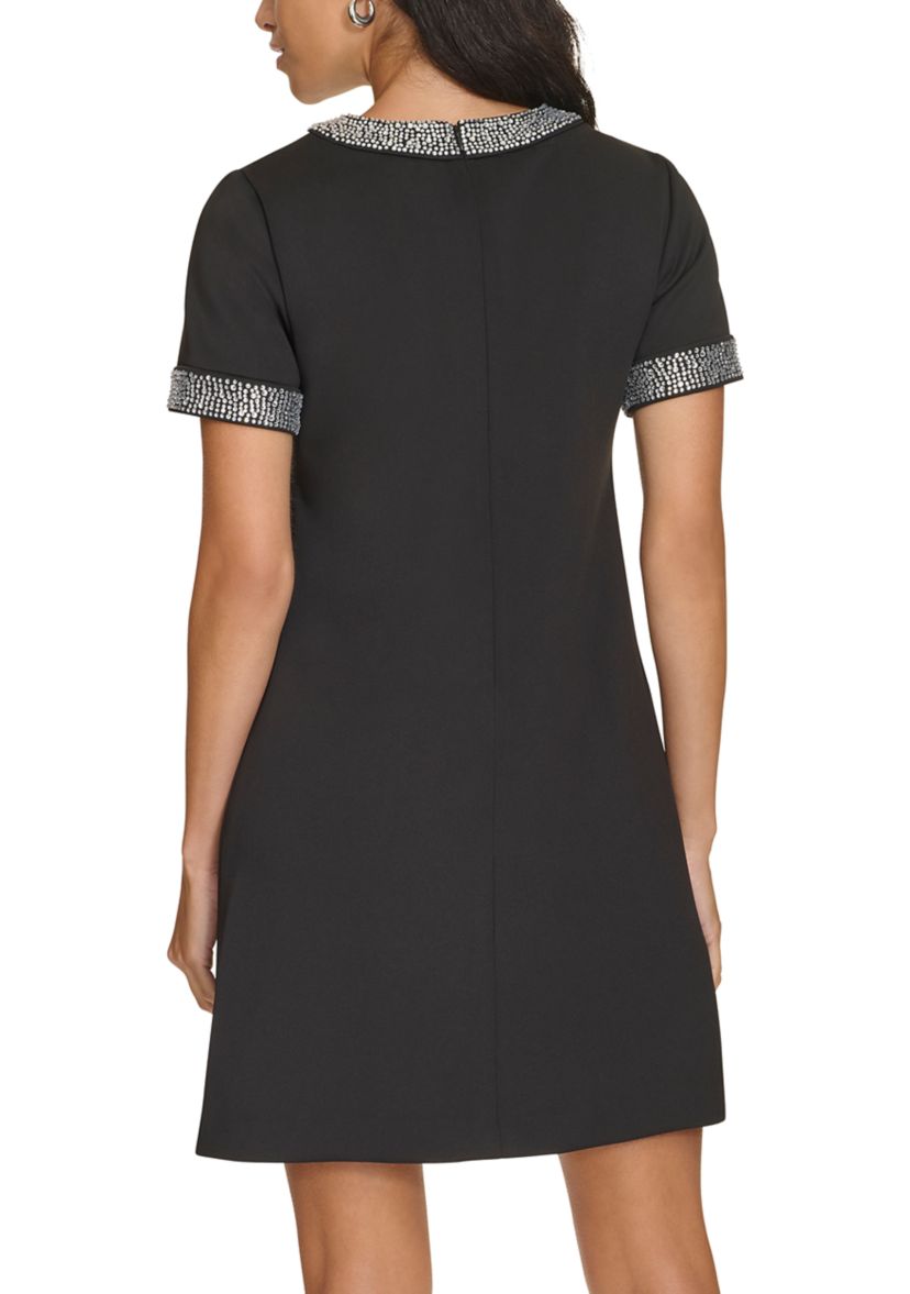 Womens Solid Scuba A-Line Dress