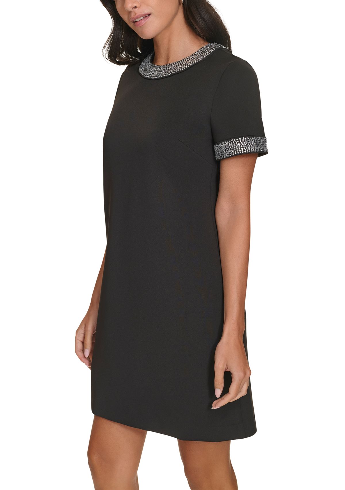 Womens Solid Scuba A-Line Dress