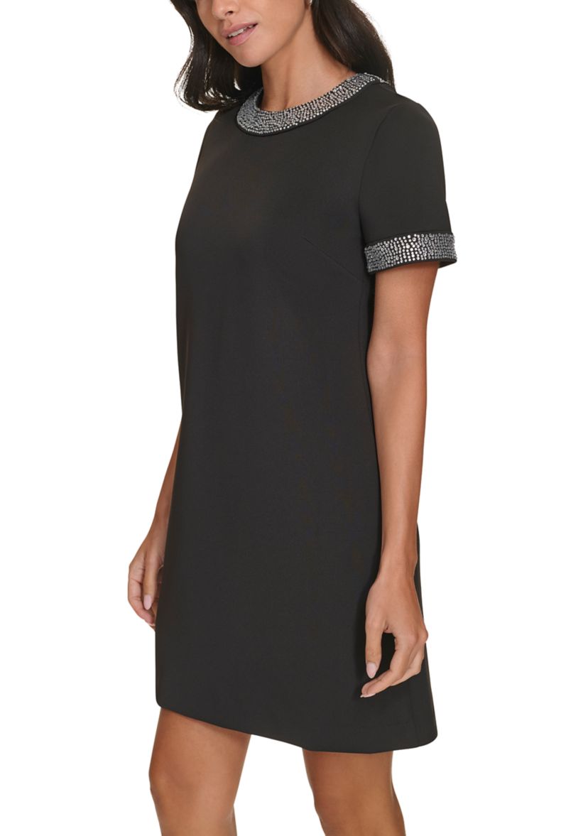 Womens Solid Scuba A-Line Dress