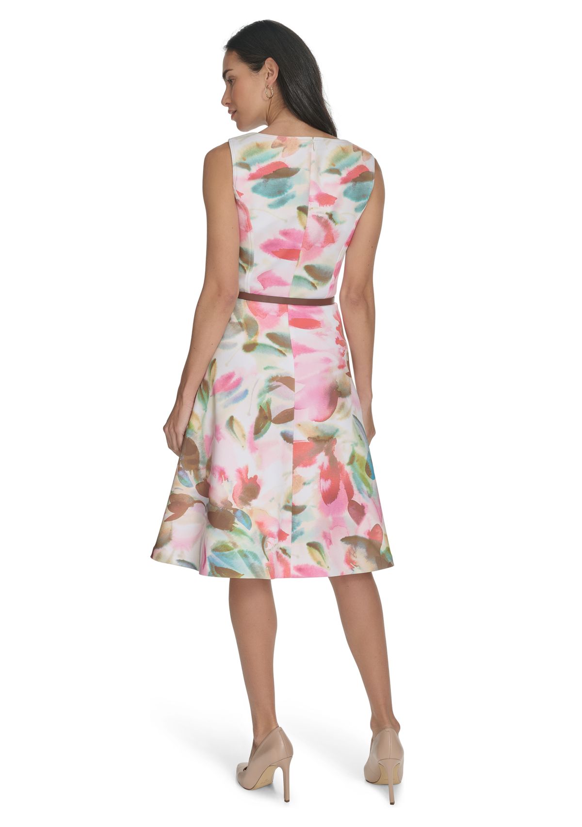 Womens Sleeveless Floral Print Dress 