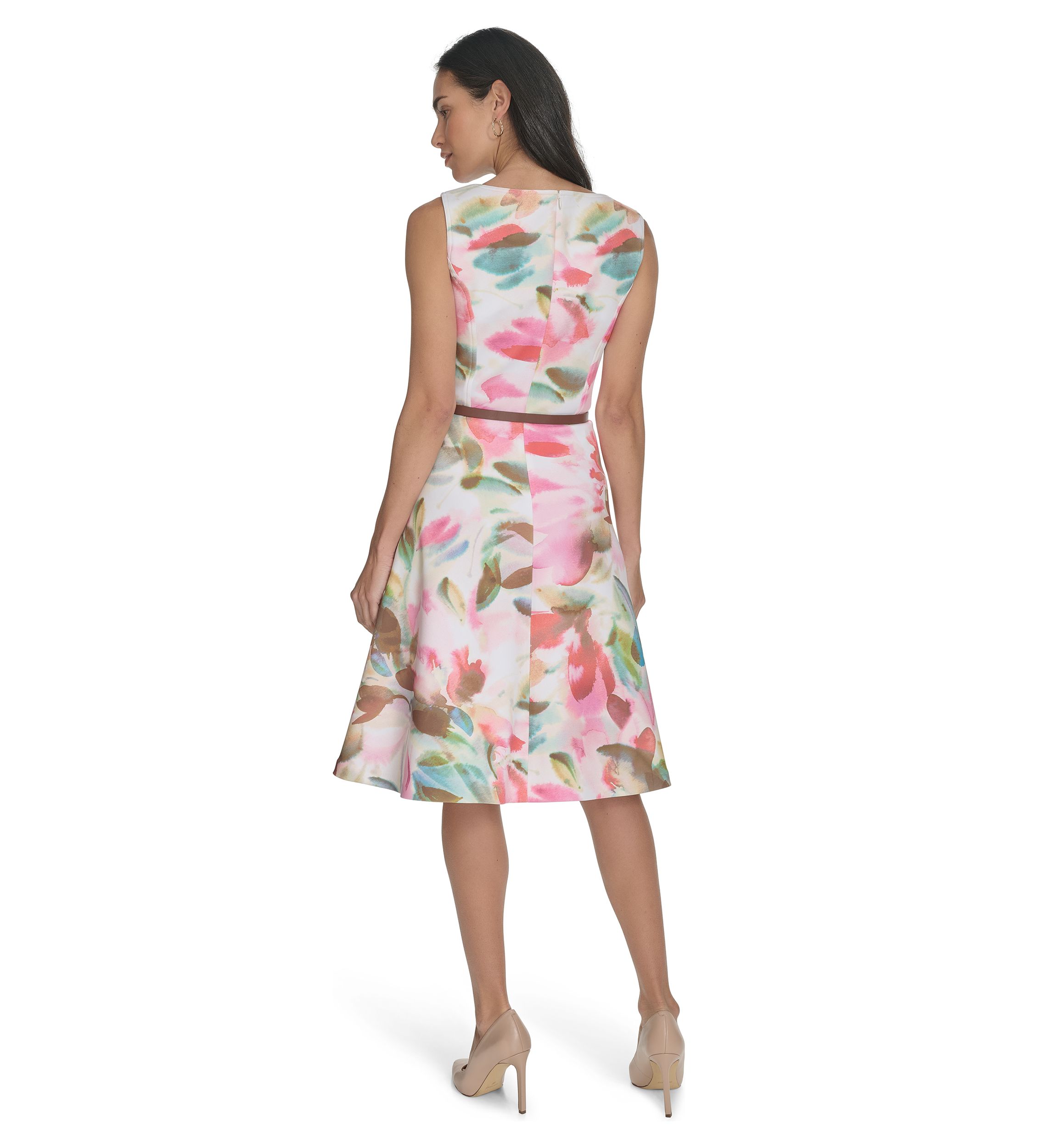 Womens Sleeveless Floral Print Dress 