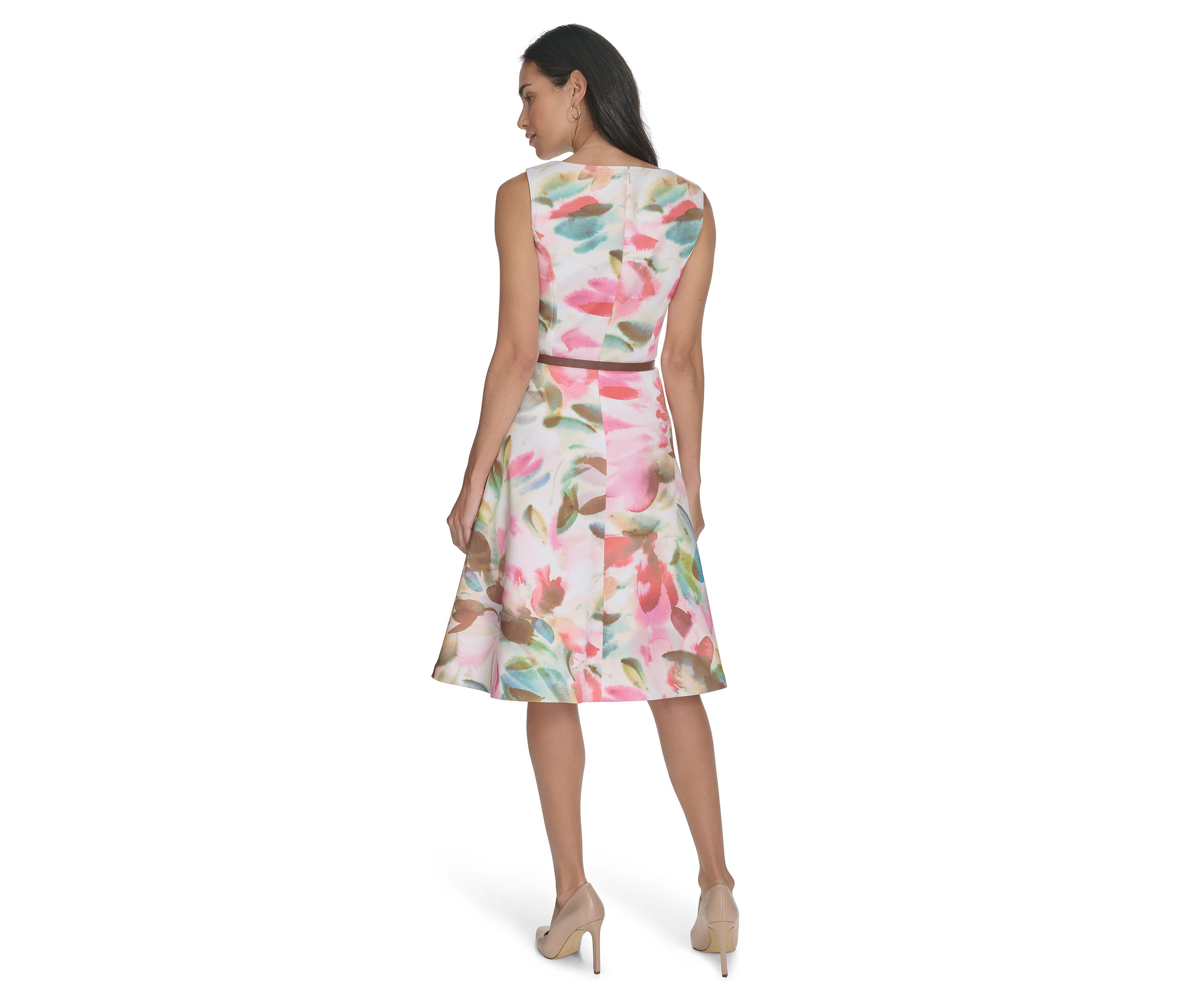 Womens Sleeveless Floral Print Dress 