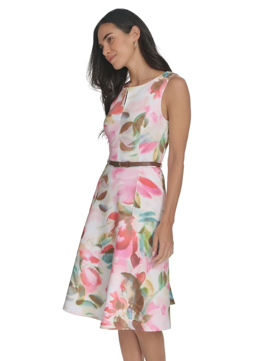 Womens Sleeveless Floral Print Dress 