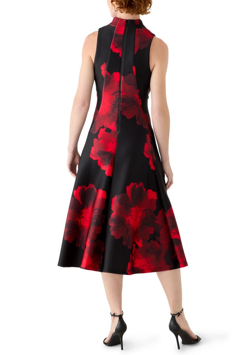 Calvin Klein Women's Sleeveless Halter Neck Floral Print A-Line Dress