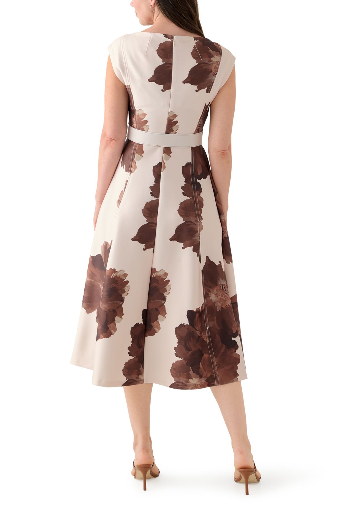 Womens Floral Scuba A-Line Dress
