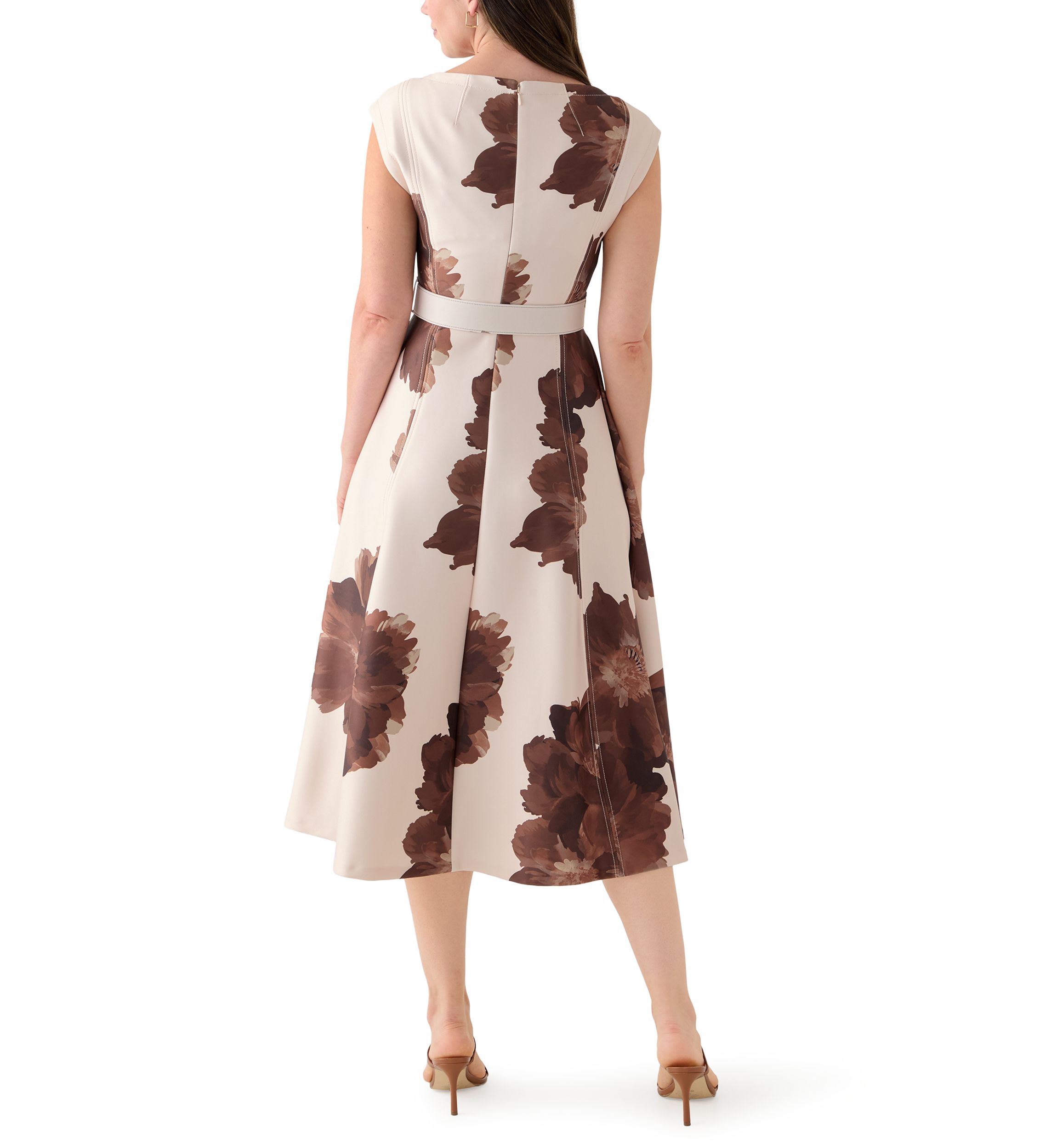 Womens Floral Scuba A-Line Dress