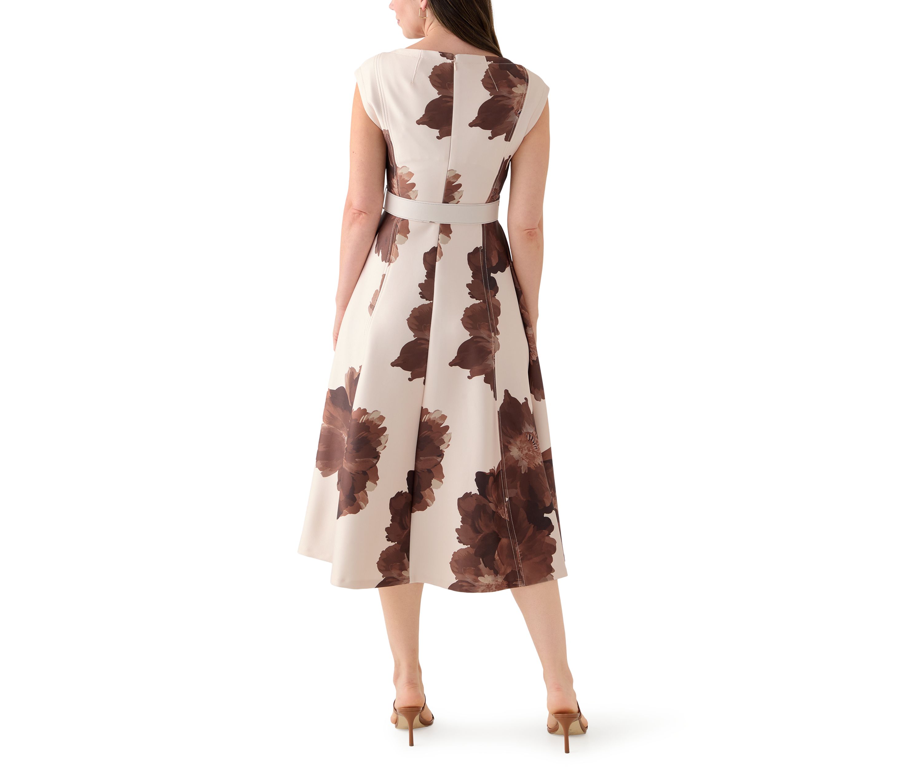 Womens Floral Scuba A-Line Dress