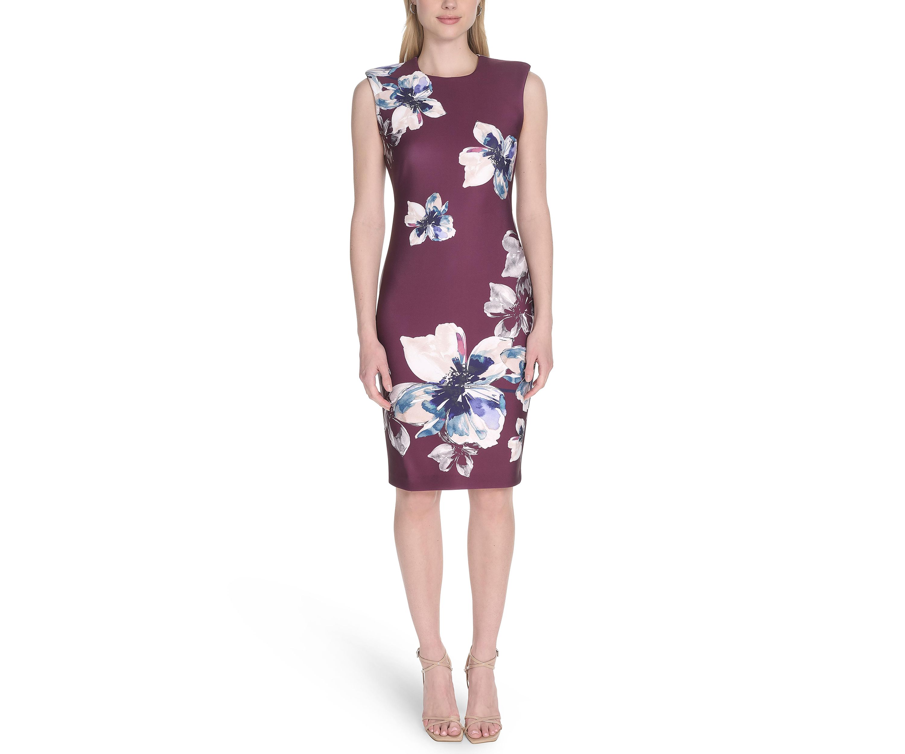 Womens Floral Printed Sheath Dress