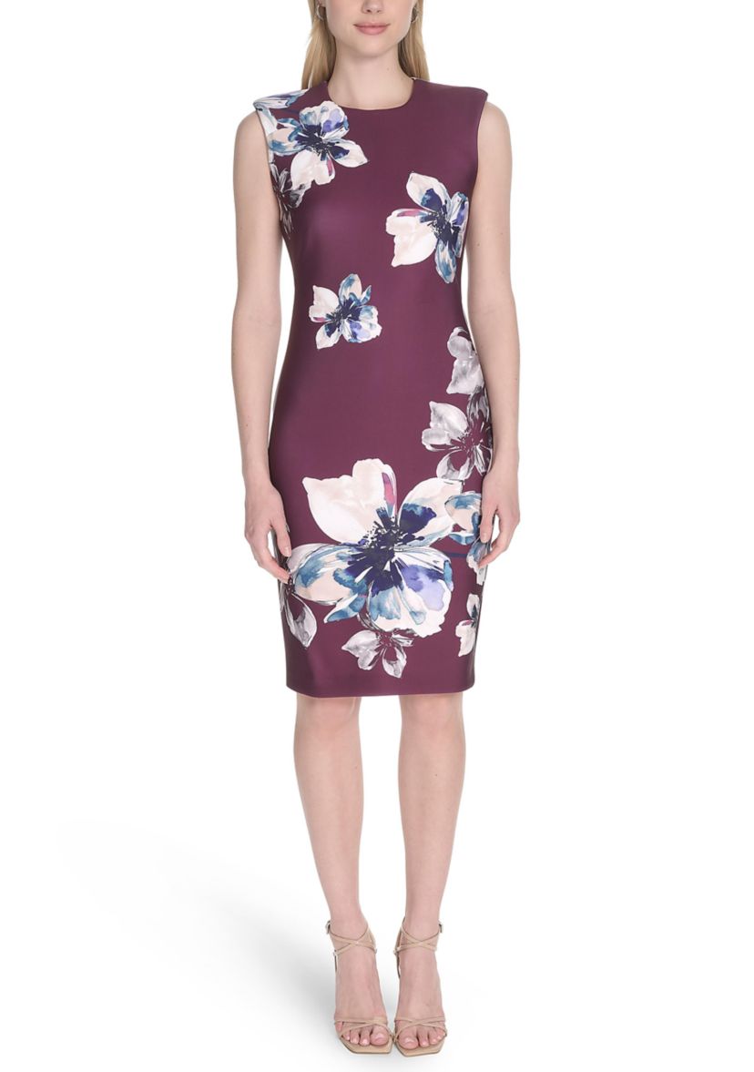 Womens Floral Printed Sheath Dress