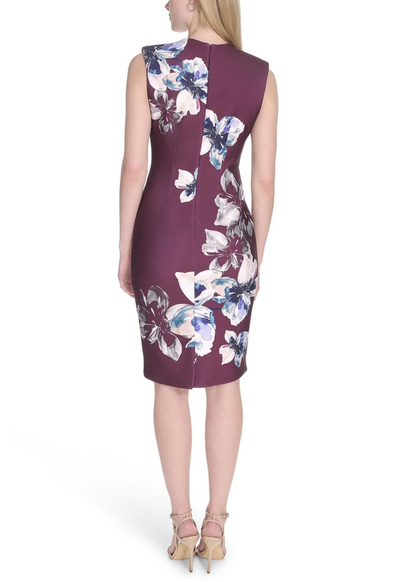 Womens Floral Printed Sheath Dress