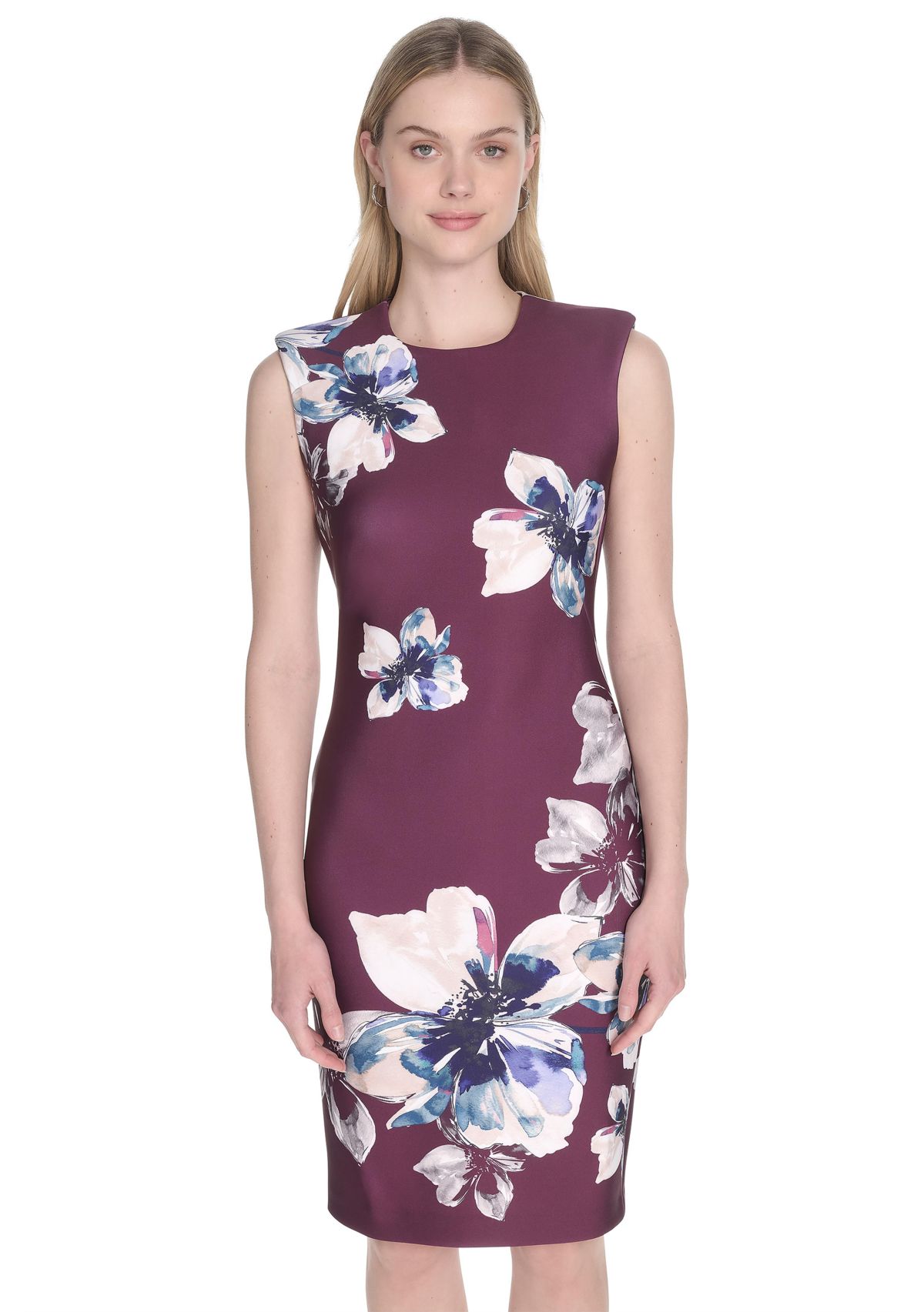 Womens Floral Printed Sheath Dress