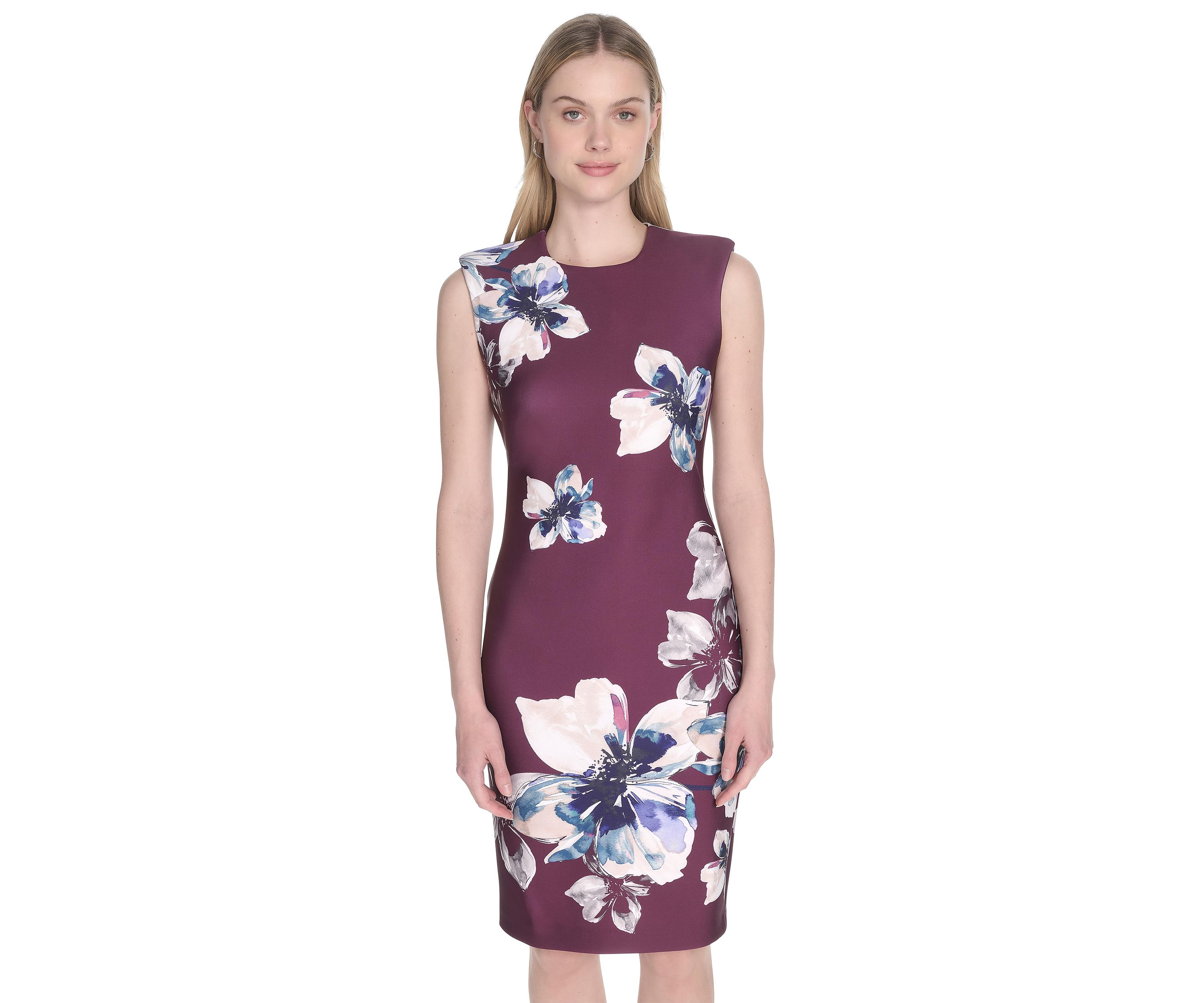 Womens Floral Printed Sheath Dress