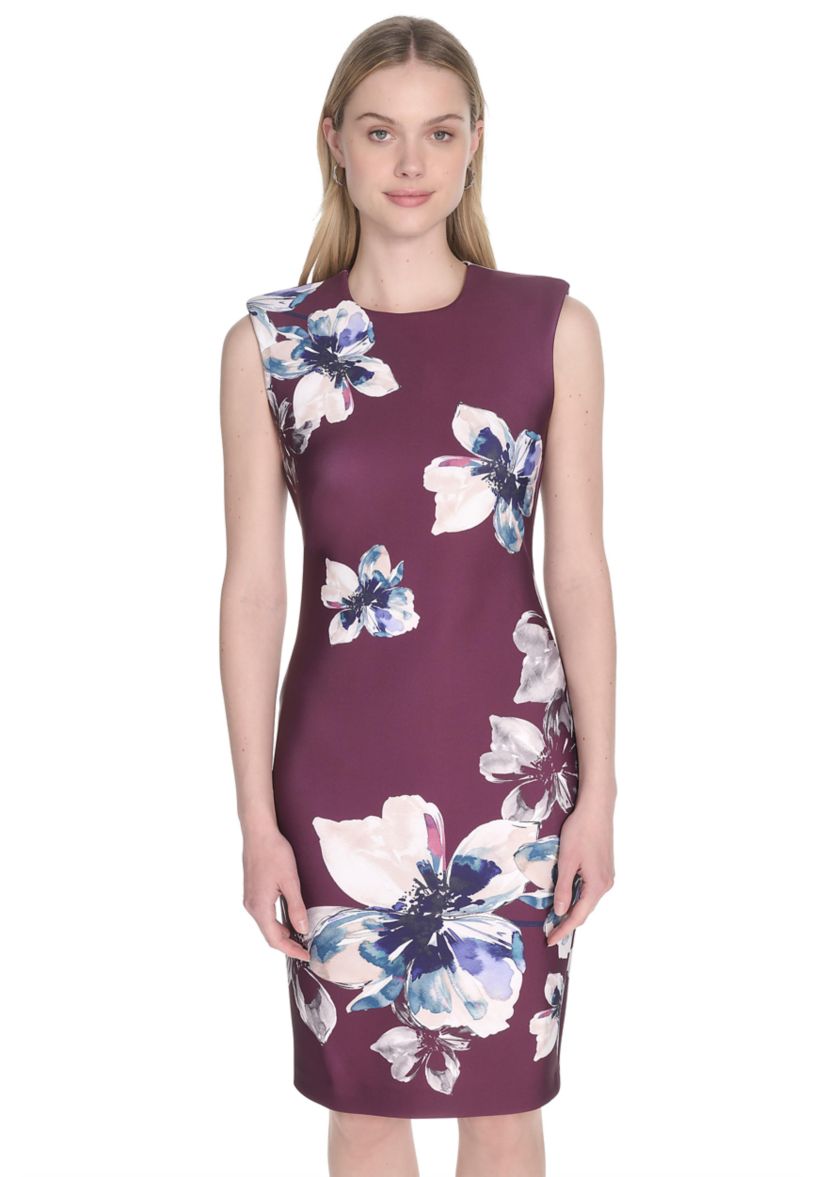 Womens Floral Printed Sheath Dress