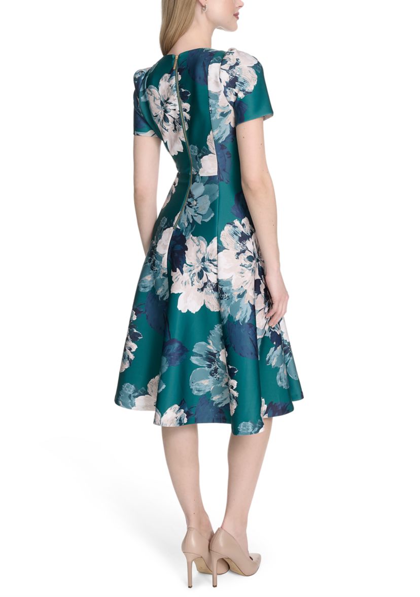 Womens Floral Printed Fit and Flare Dress