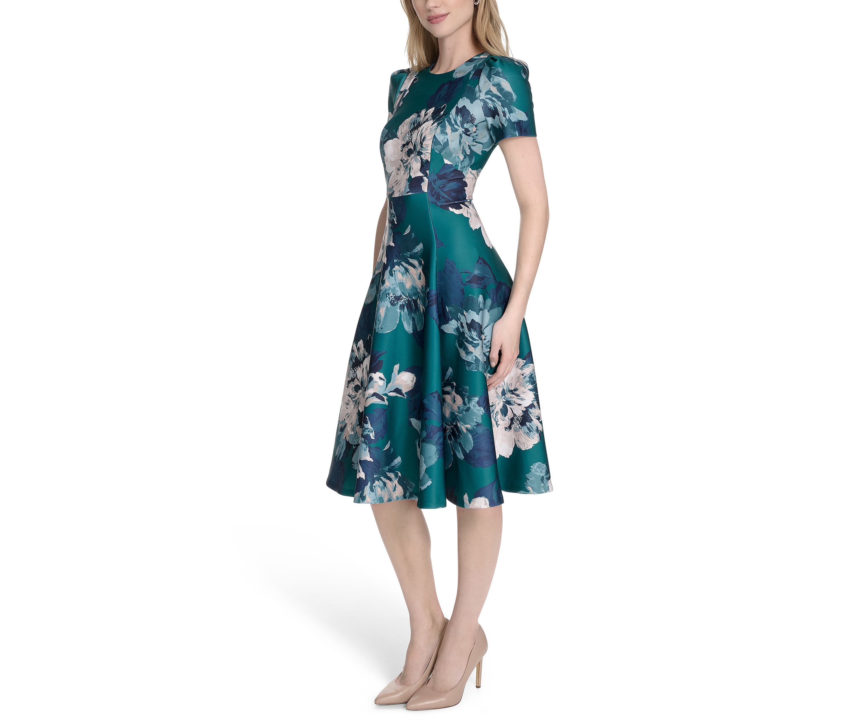 Womens Floral Printed Fit and Flare Dress