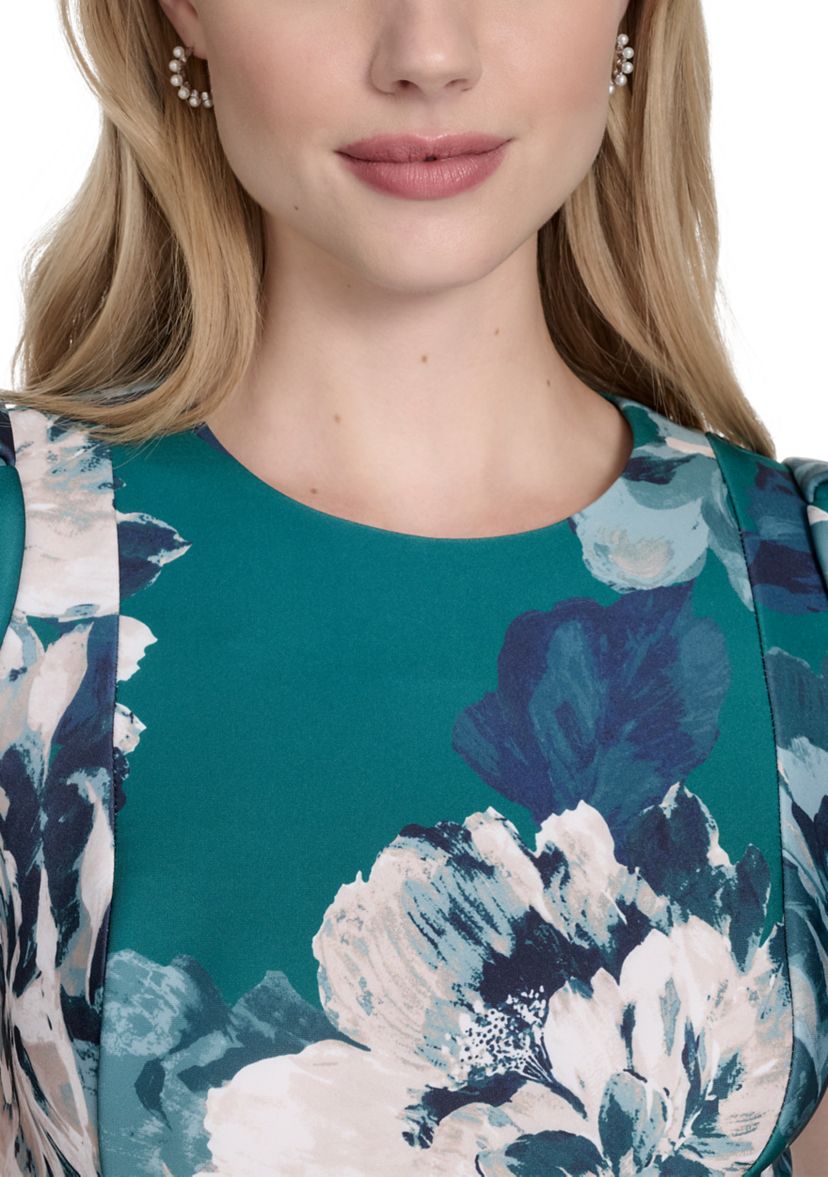 Womens Floral Printed Fit and Flare Dress